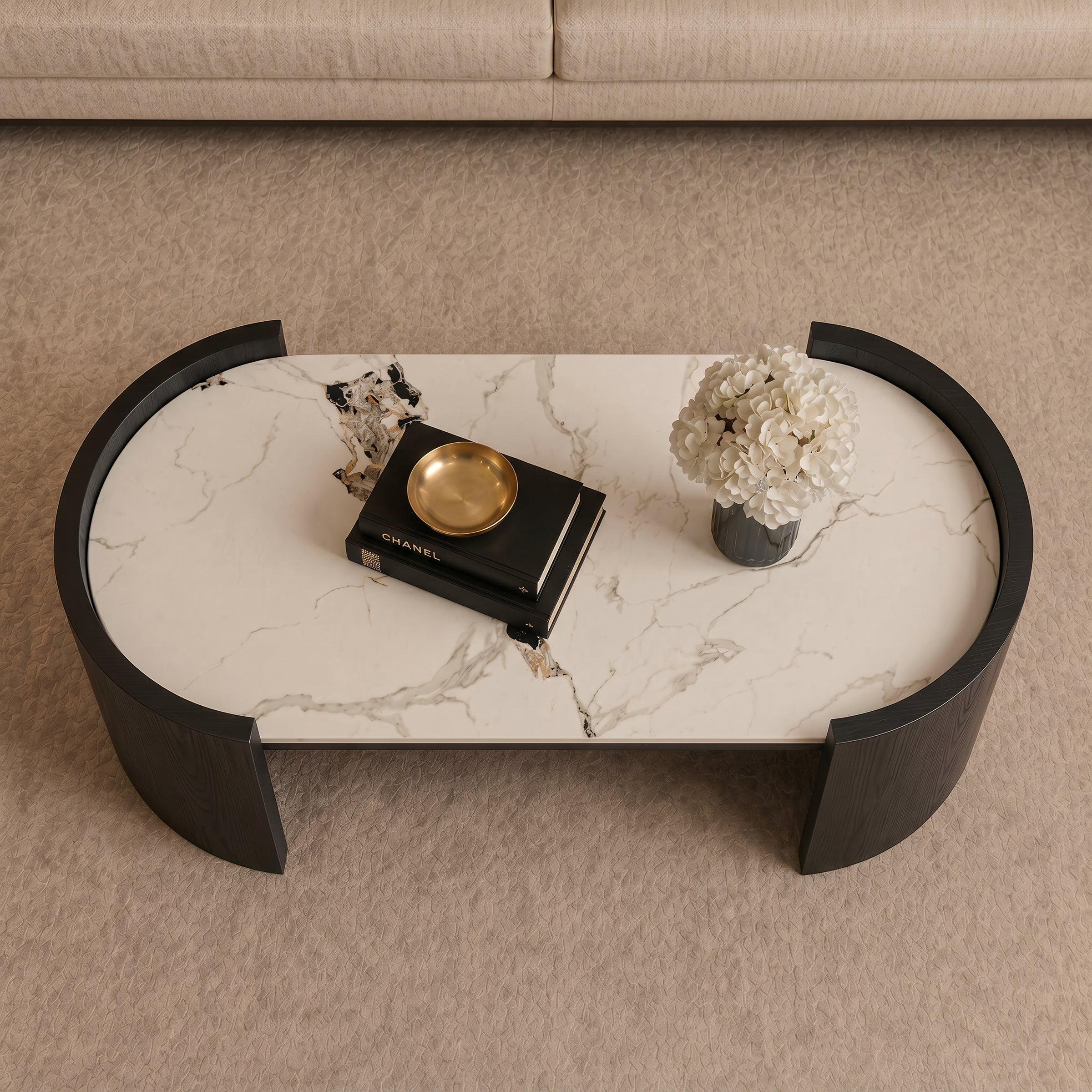 Volta - Salontafel - Keramiek met marmerlook - 120x60x44 cm
