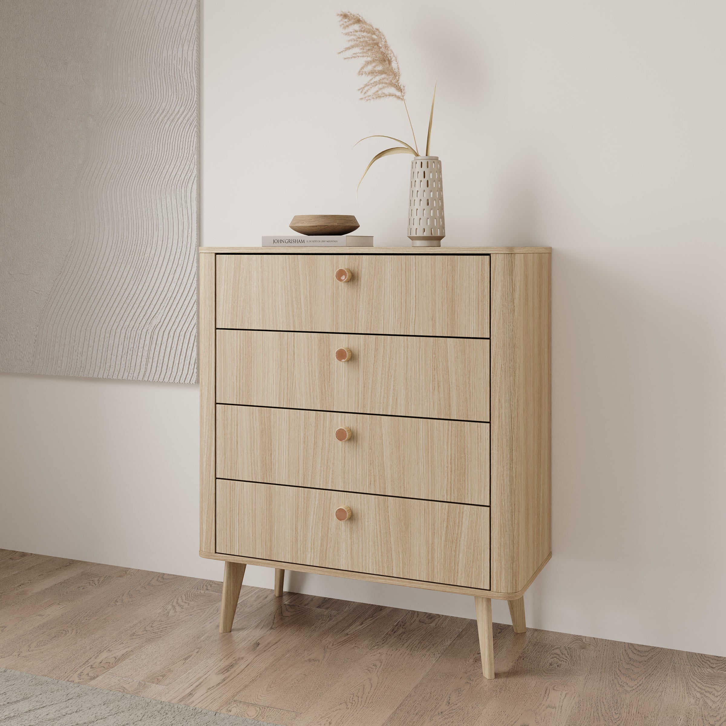 Voorne - Ladekast 4 lades - Eiken - 88x38x103 cm