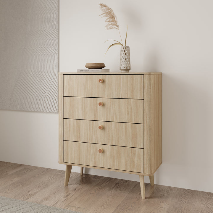 Voorne - Ladekast 4 lades - Eiken - 88x38x103 cm