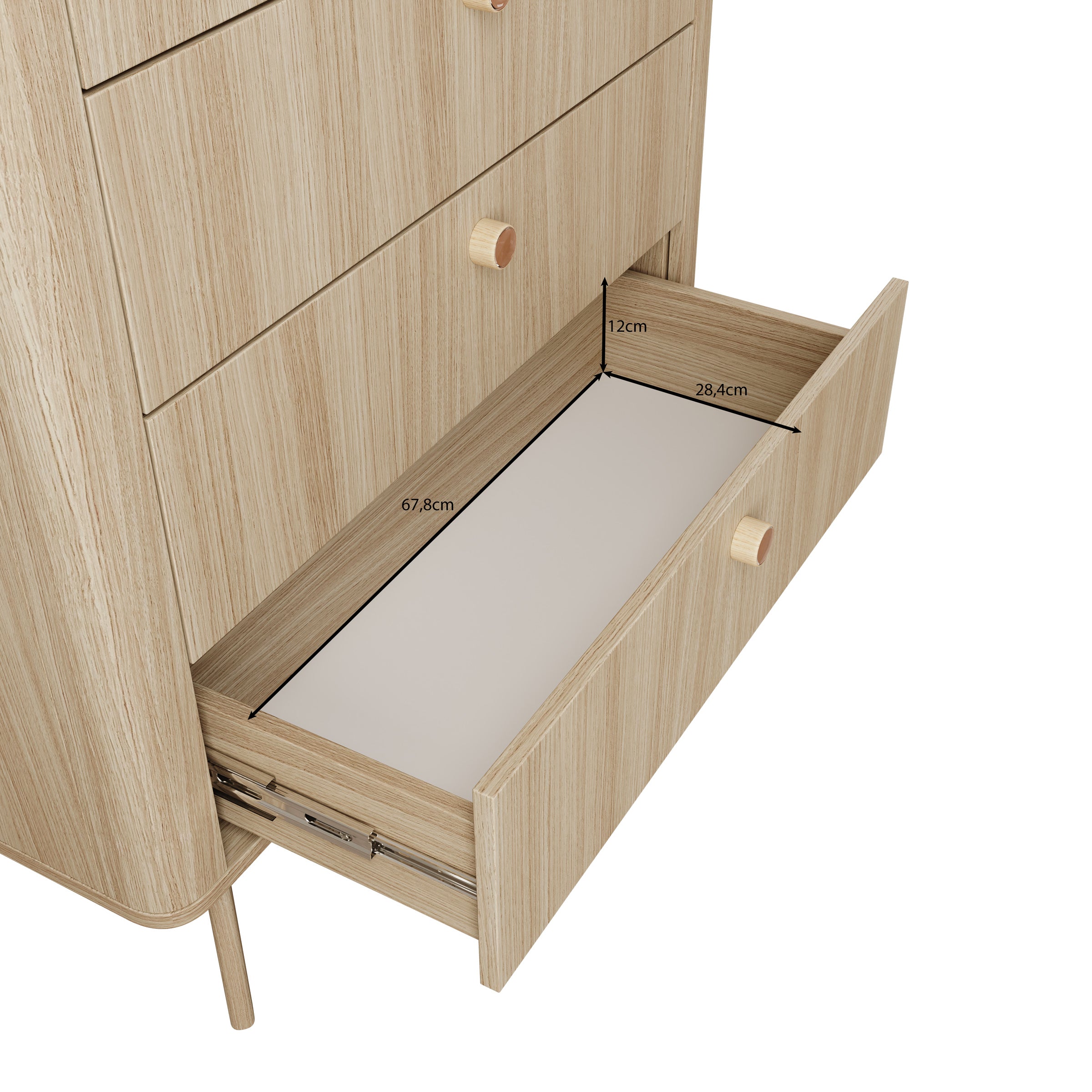 Voorne - Ladekast 4 lades - Eiken - 88x38x103 cm