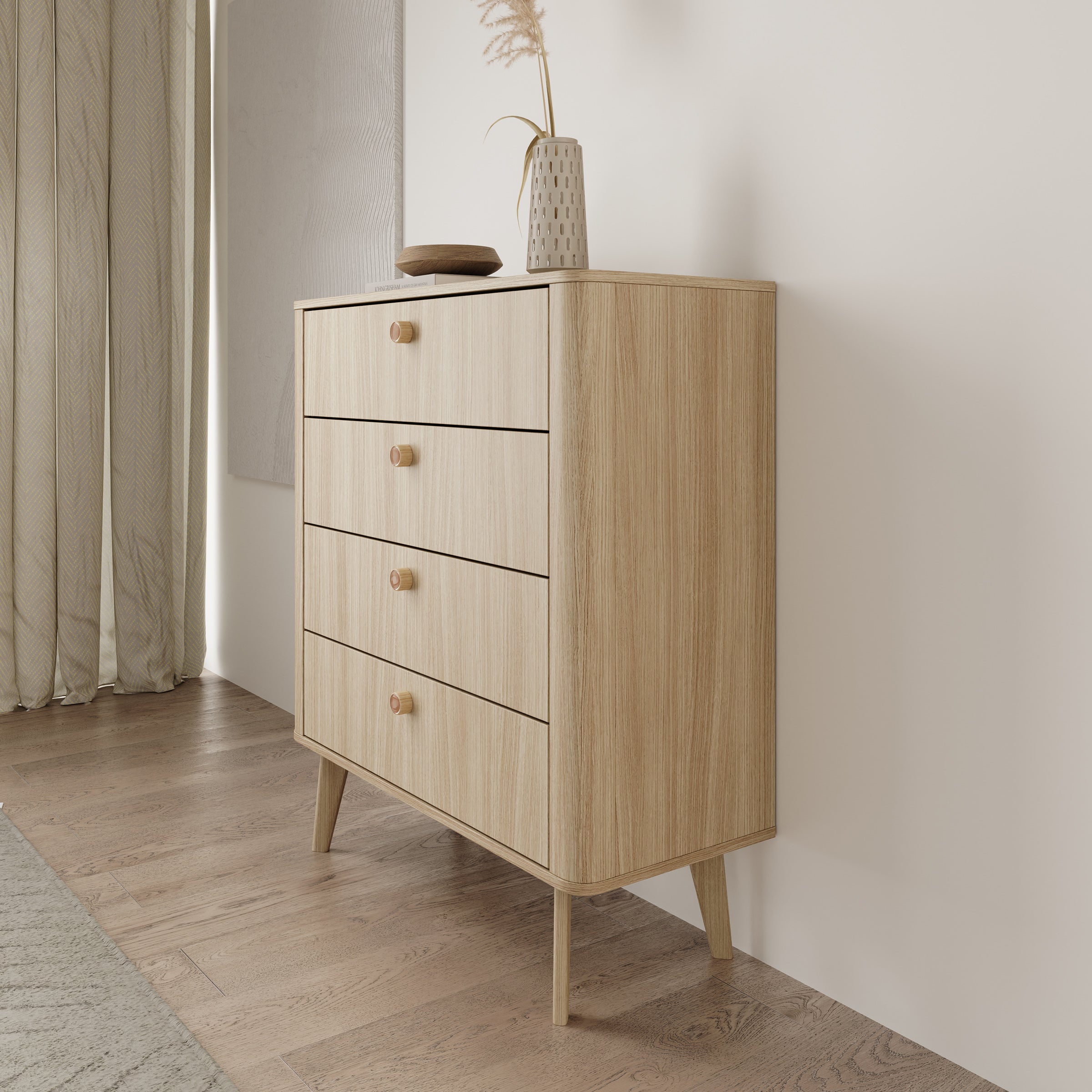 Voorne - Ladekast 4 lades - Eiken - 88x38x103 cm