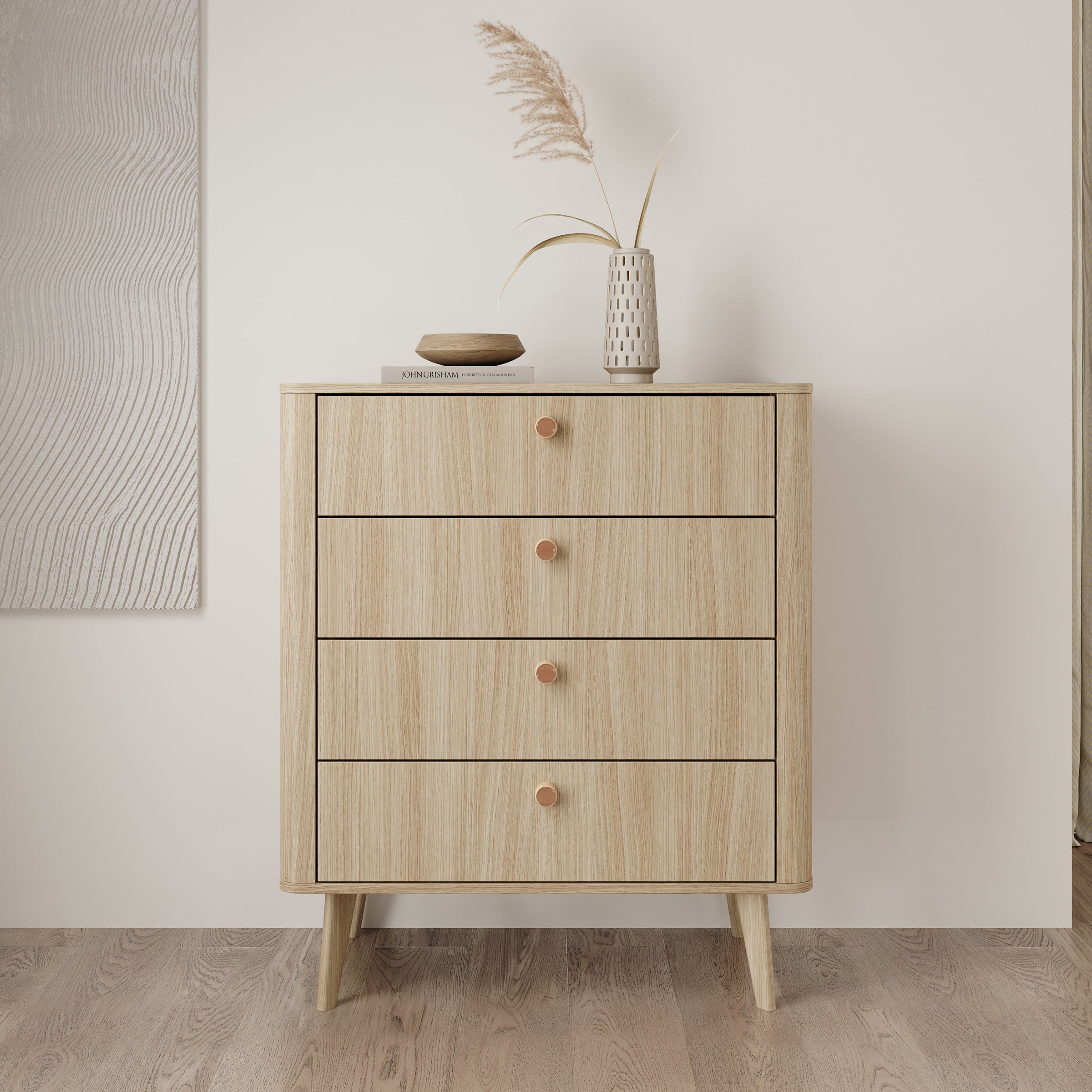 Voorne - Ladekast 4 lades - Eiken - 88x38x103 cm