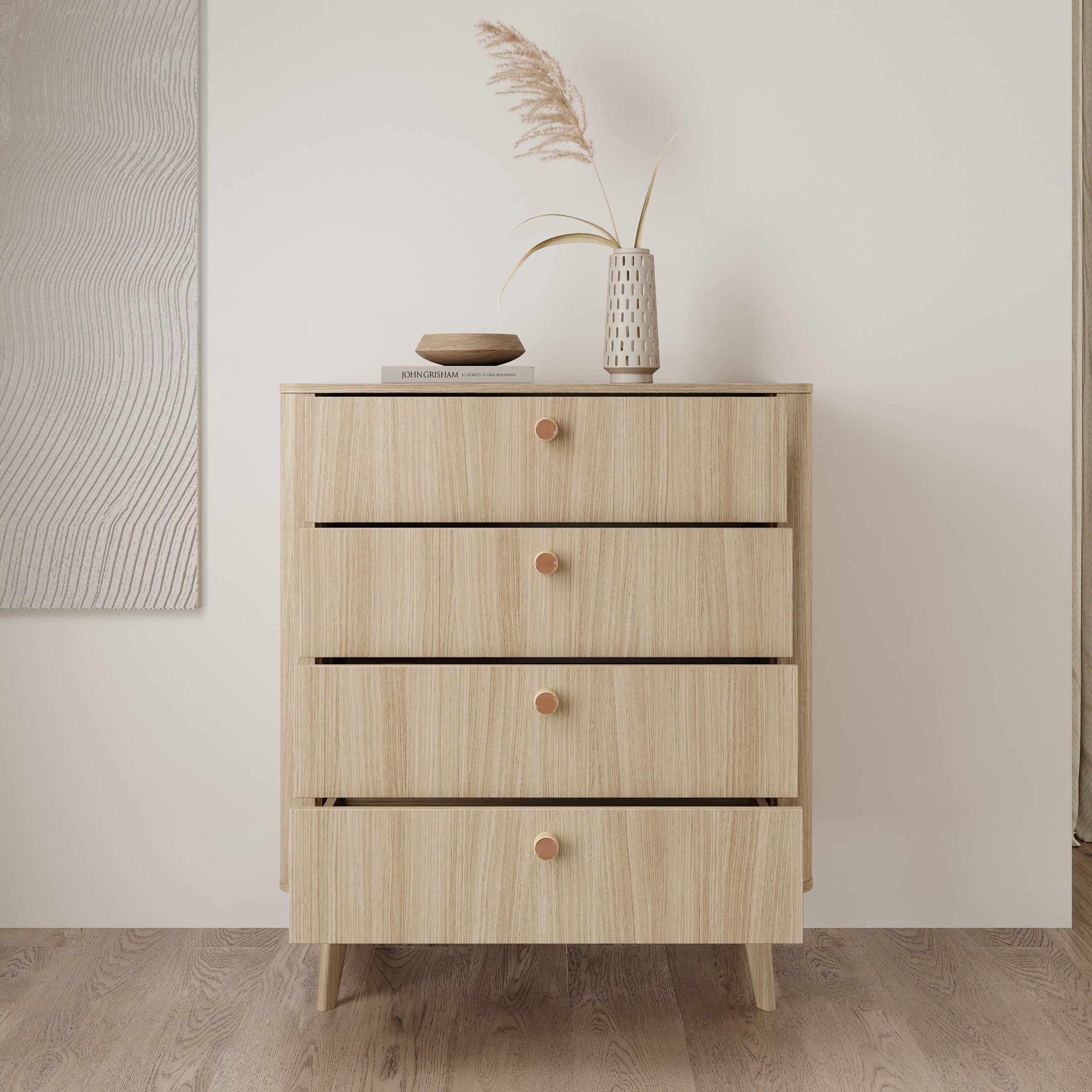 Voorne - Ladekast 4 lades - Eiken - 88x38x103 cm