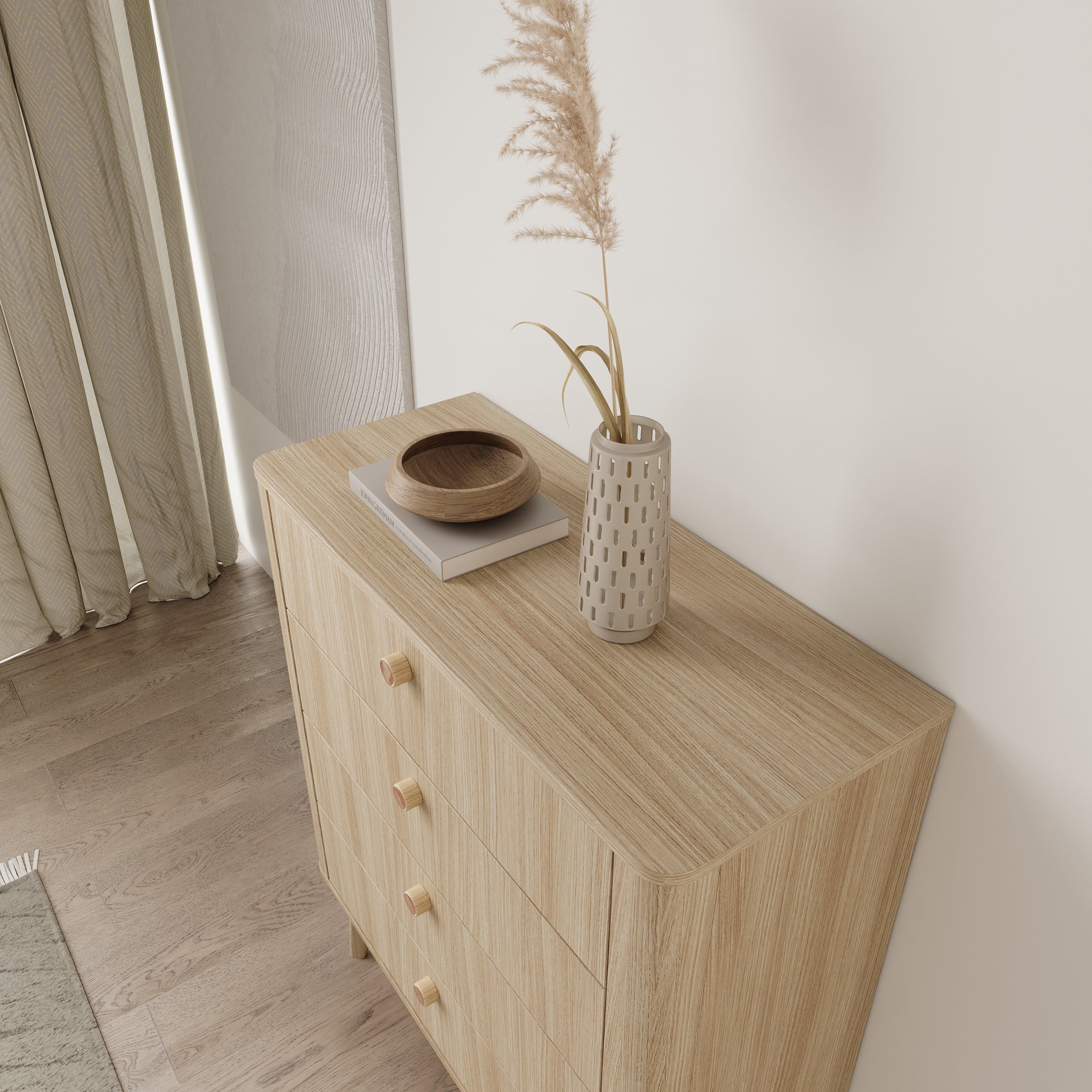 Voorne - Ladekast 4 lades - Eiken - 88x38x103 cm