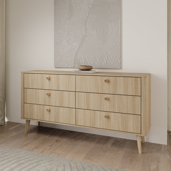 Voorne - Ladekast met 6 lades - Eiken - 163x38x83 cm