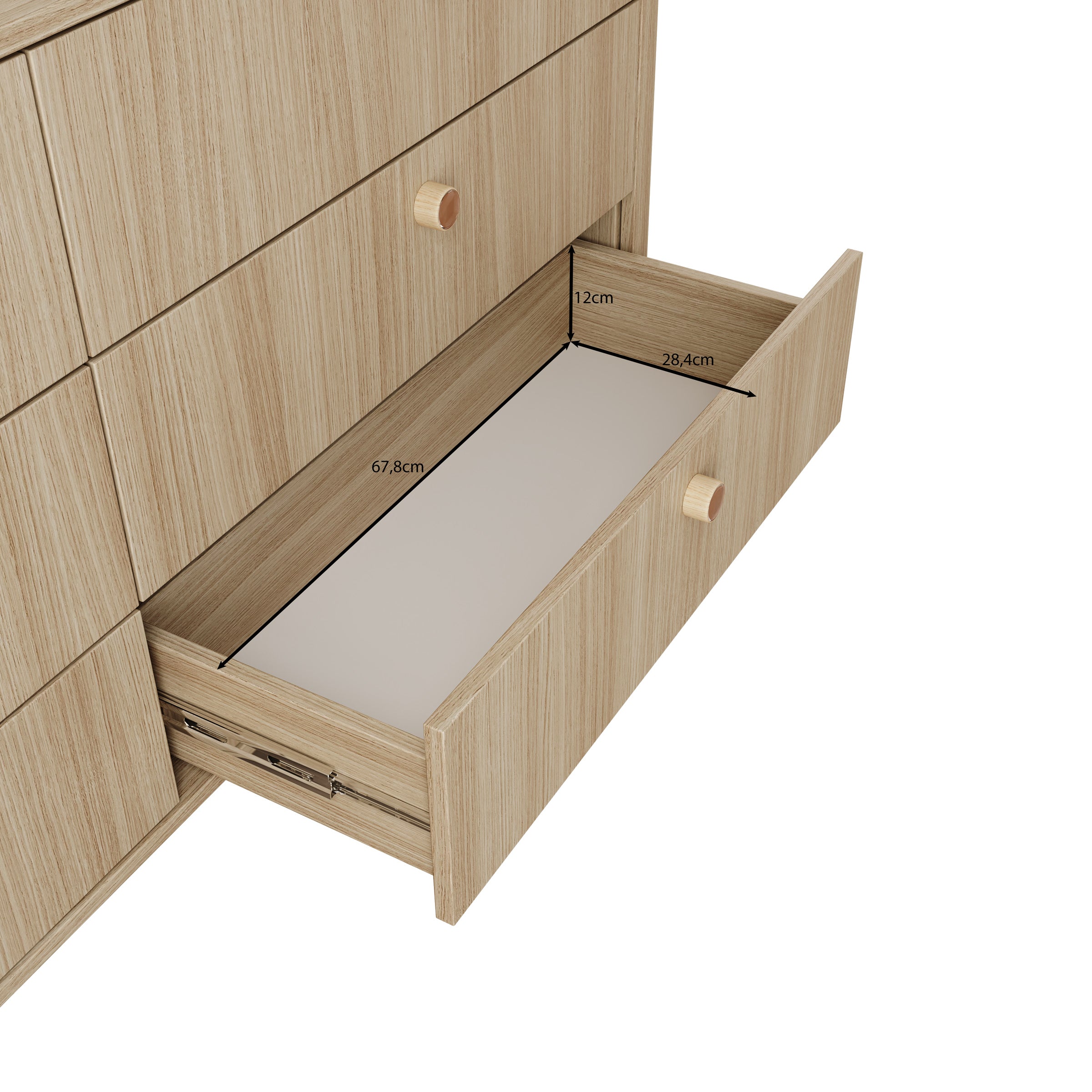 Voorne - Ladekast met 6 lades - Eiken - 163x38x83 cm