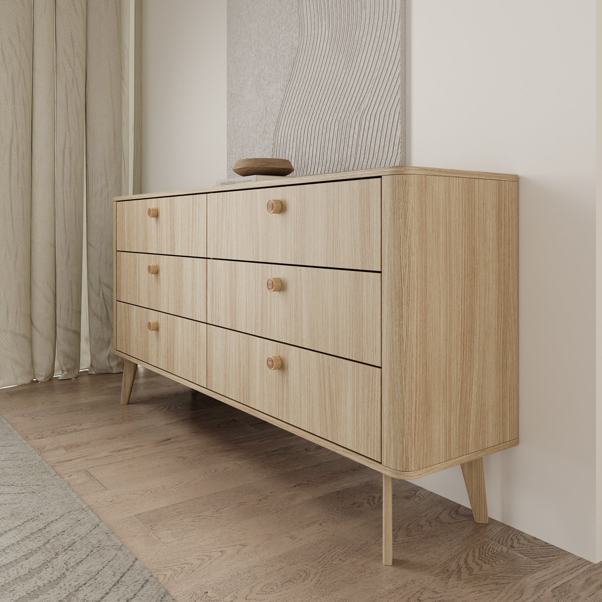 Voorne - Ladekast met 6 lades - Eiken - 163x38x83 cm