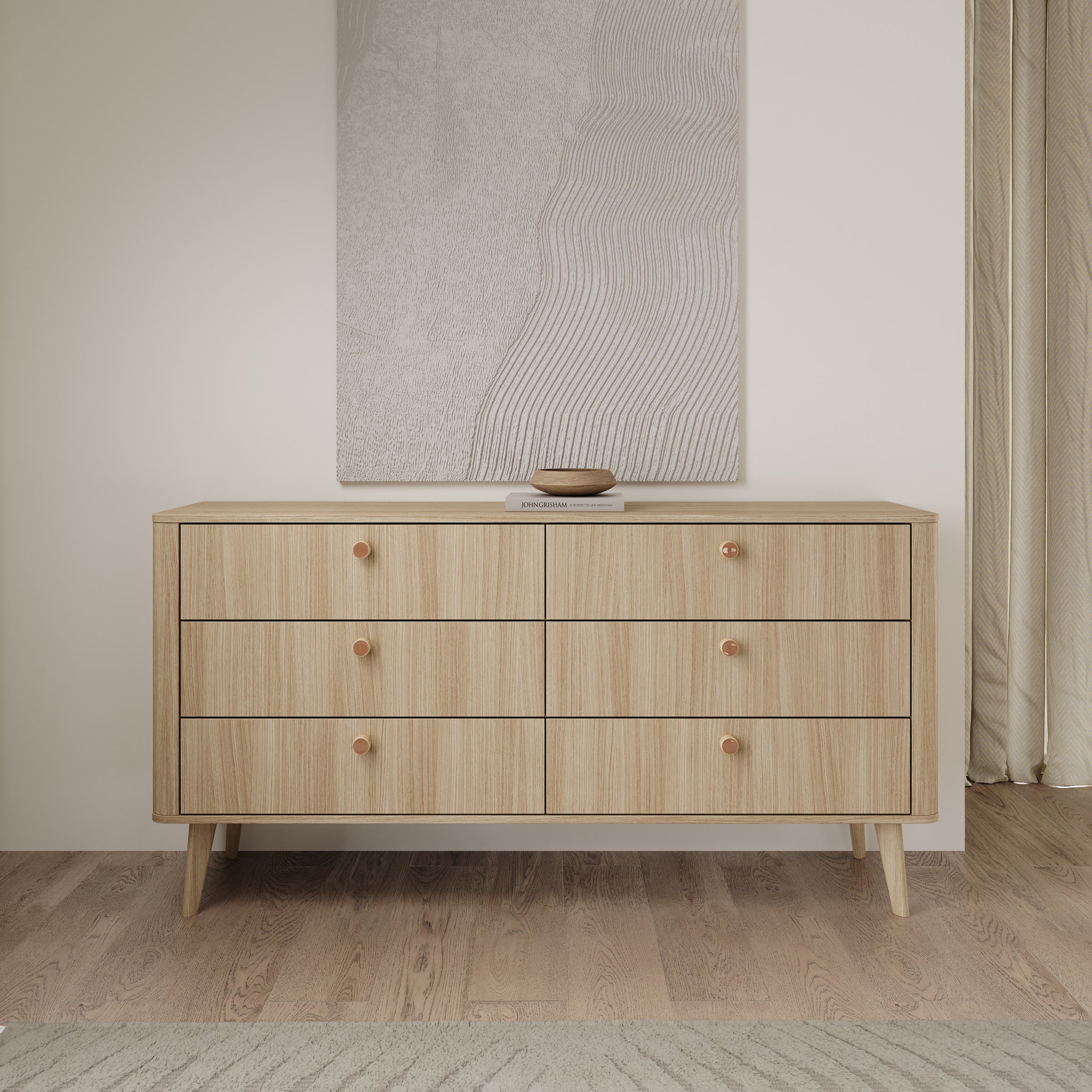 Voorne - Ladekast met 6 lades - Eiken - 163x38x83 cm