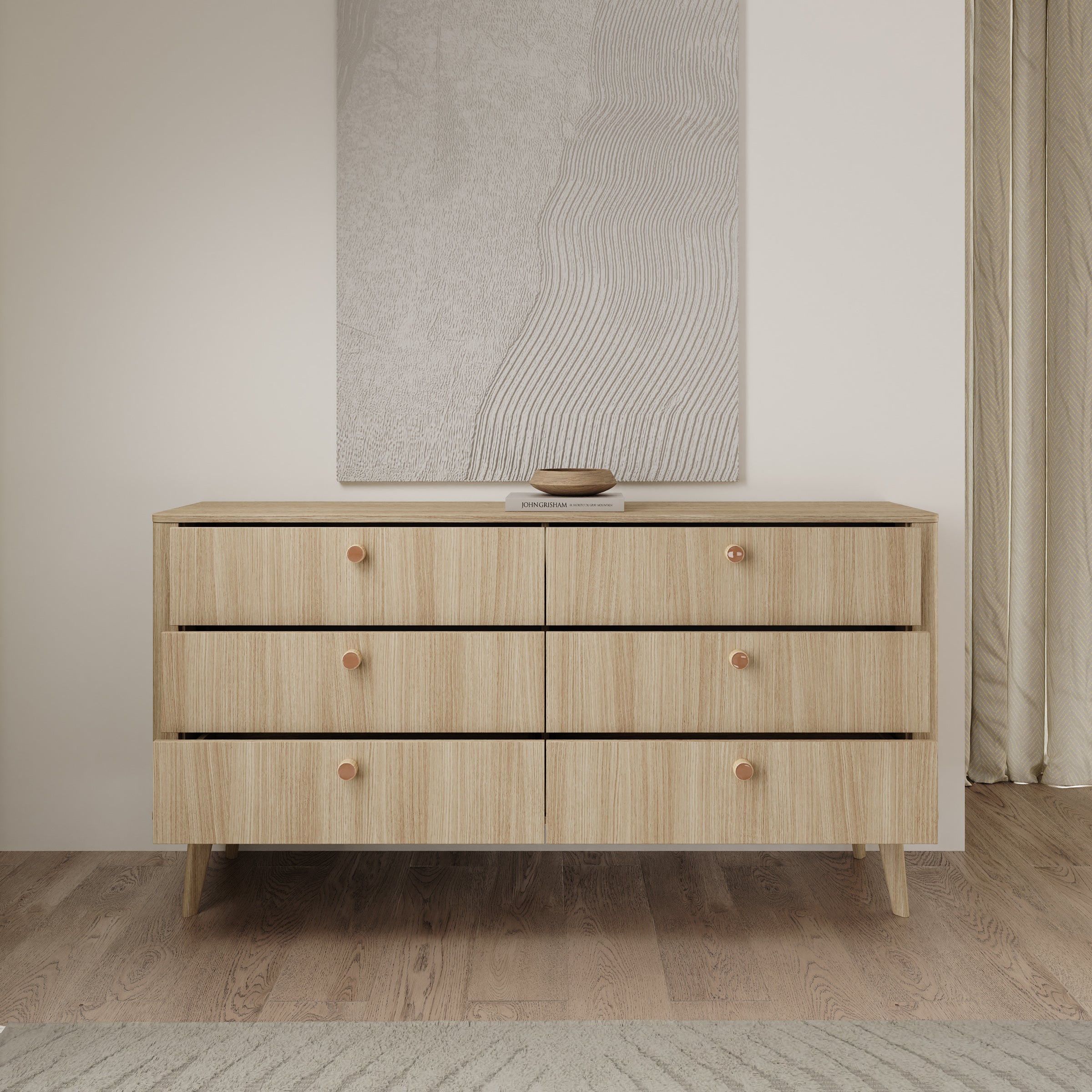 Voorne - Ladekast met 6 lades - Eiken - 163x38x83 cm