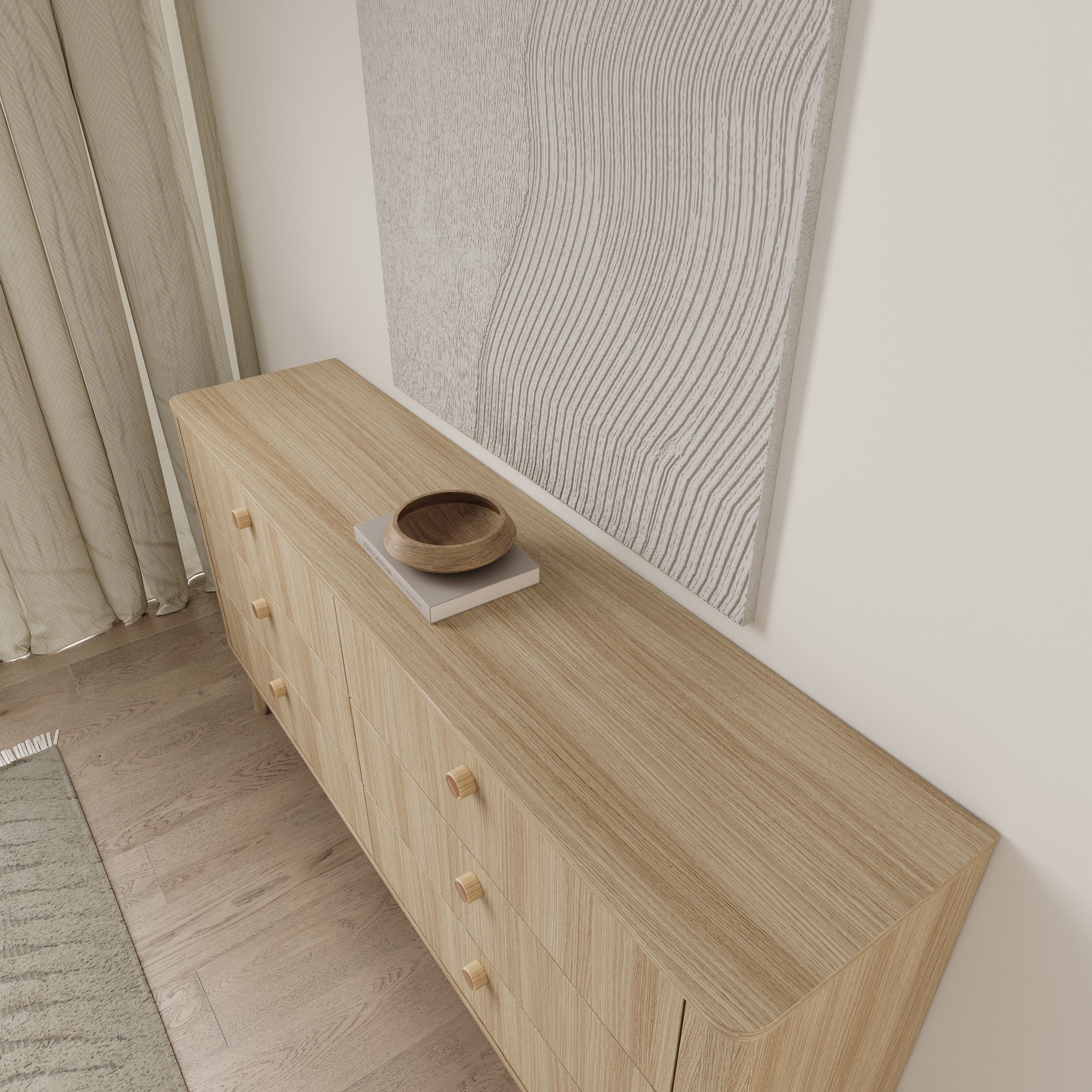 Voorne - Ladekast met 6 lades - Eiken - 163x38x83 cm