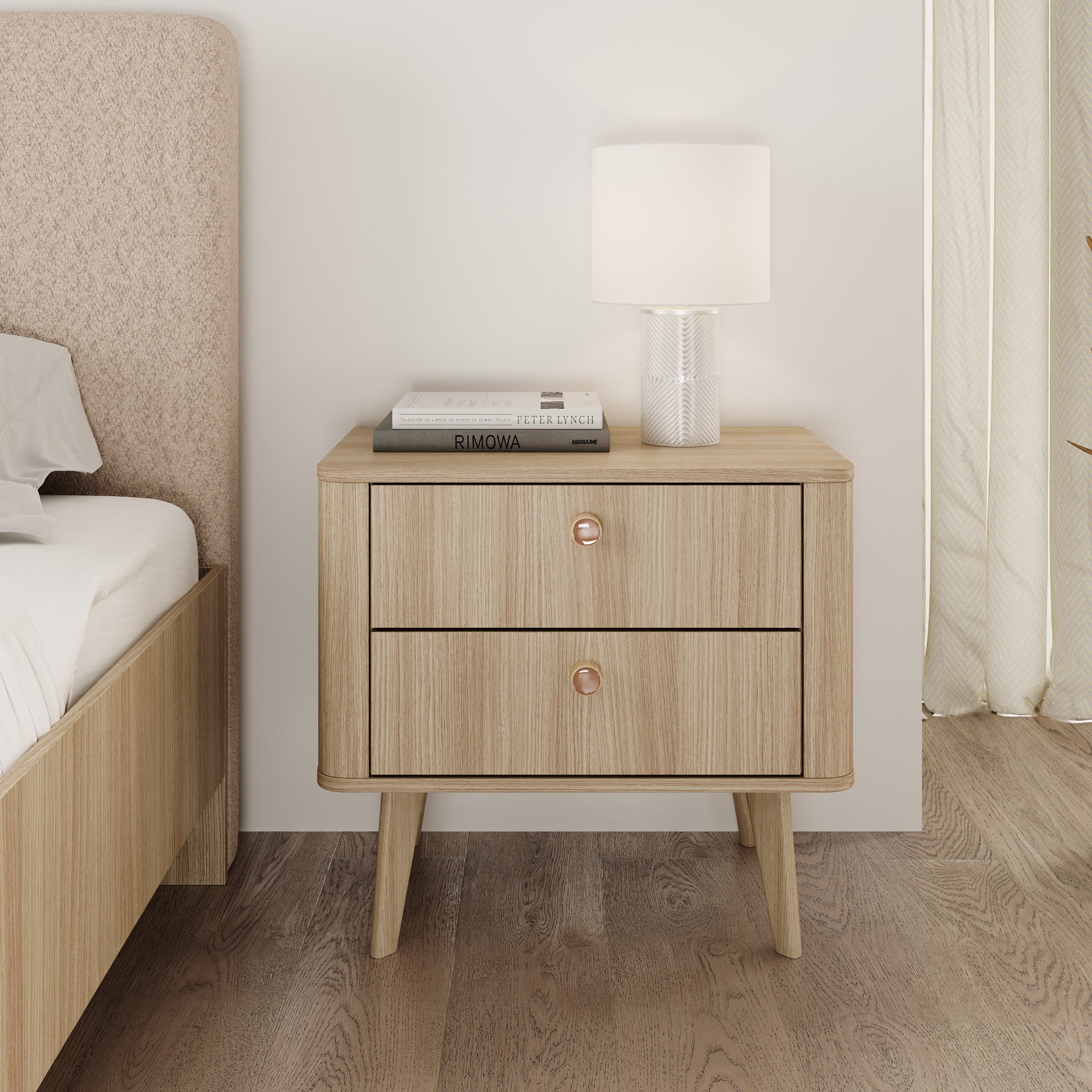 Voorne - Nachtkastje set van 2 - Eiken - 63x38x57 cm