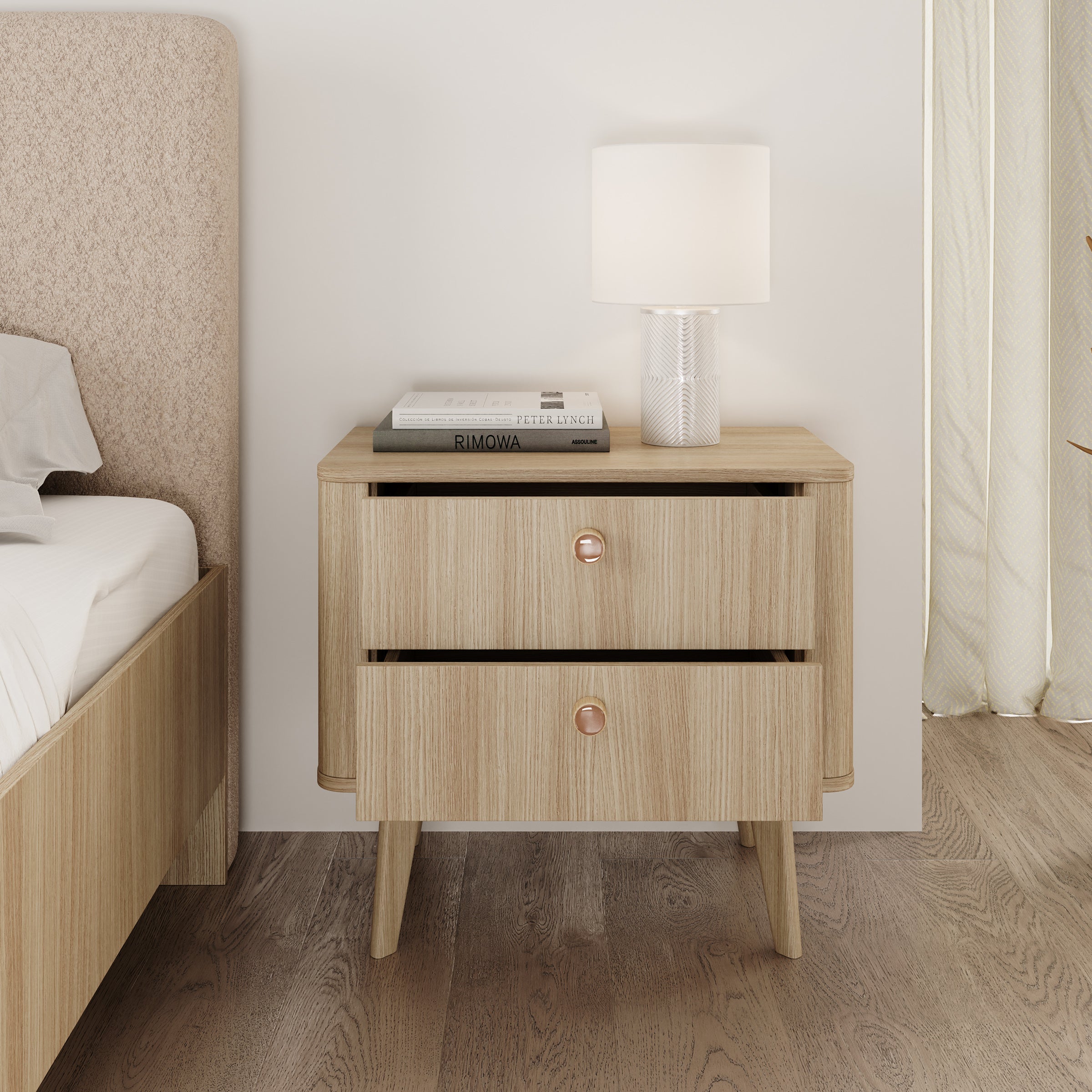 Voorne - Nachtkastje set van 2 - Eiken - 63x38x57 cm