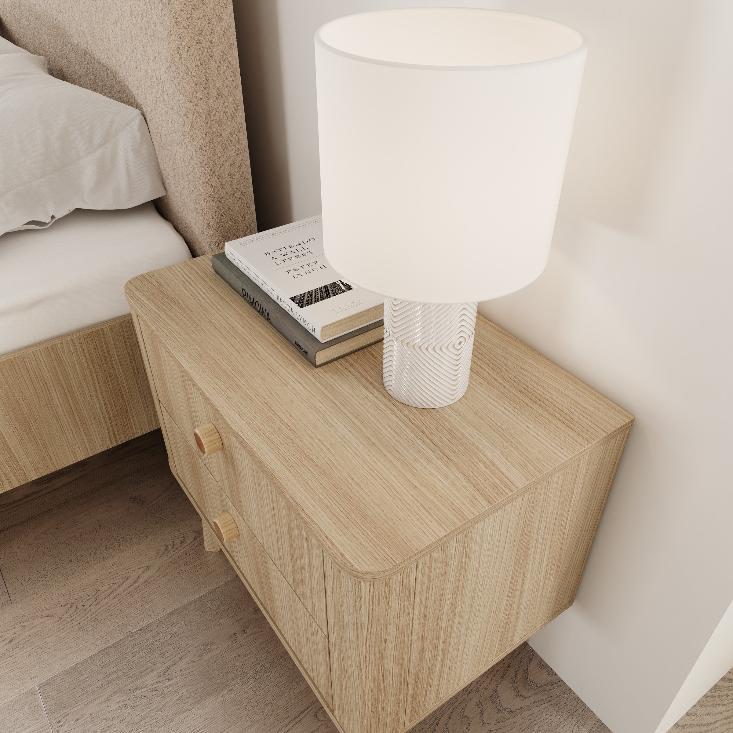 Voorne - Nachtkastje set van 2 - Eiken - 63x38x57 cm