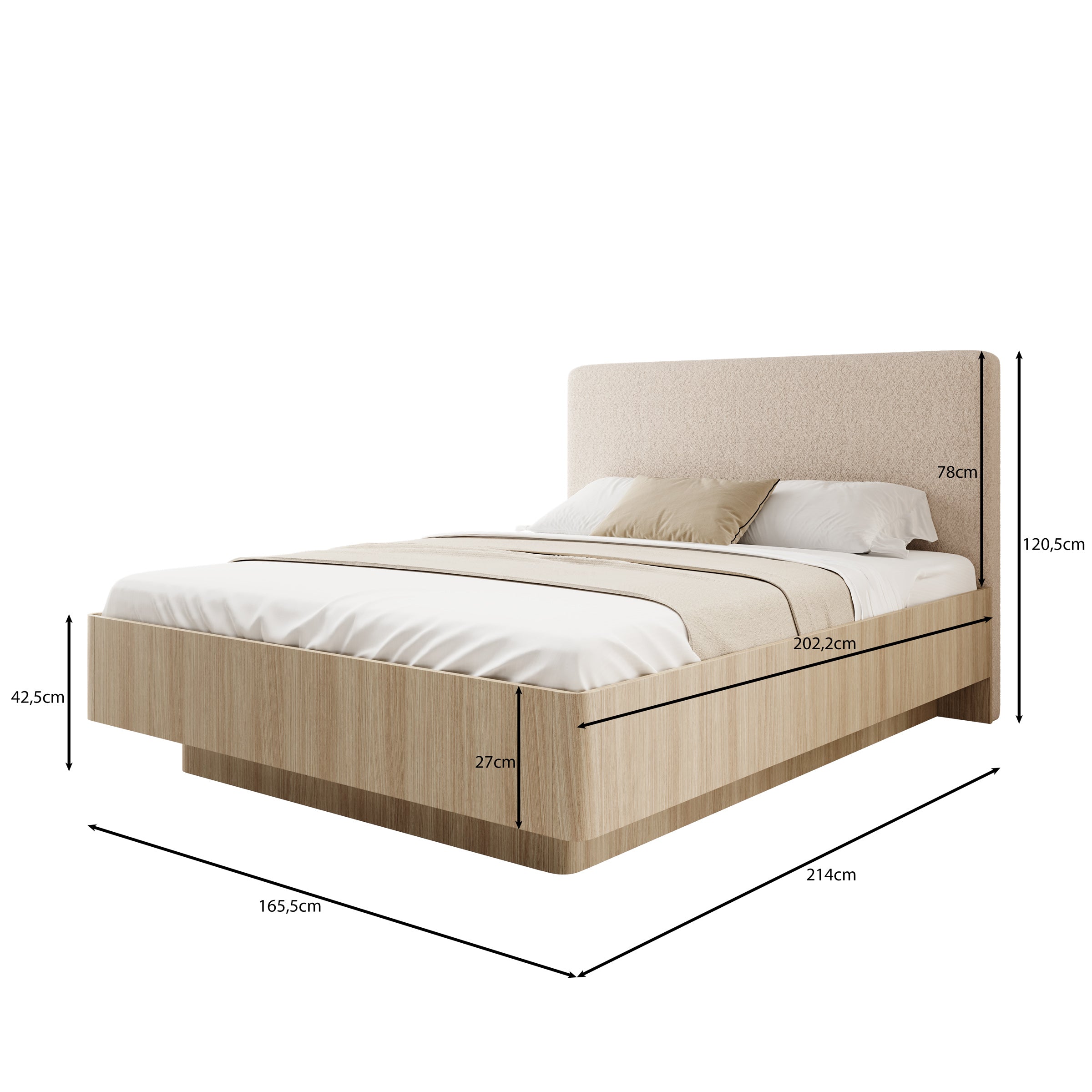Voorne - Tweepersoonsbed met opbergruimte - Eiken - 160x200