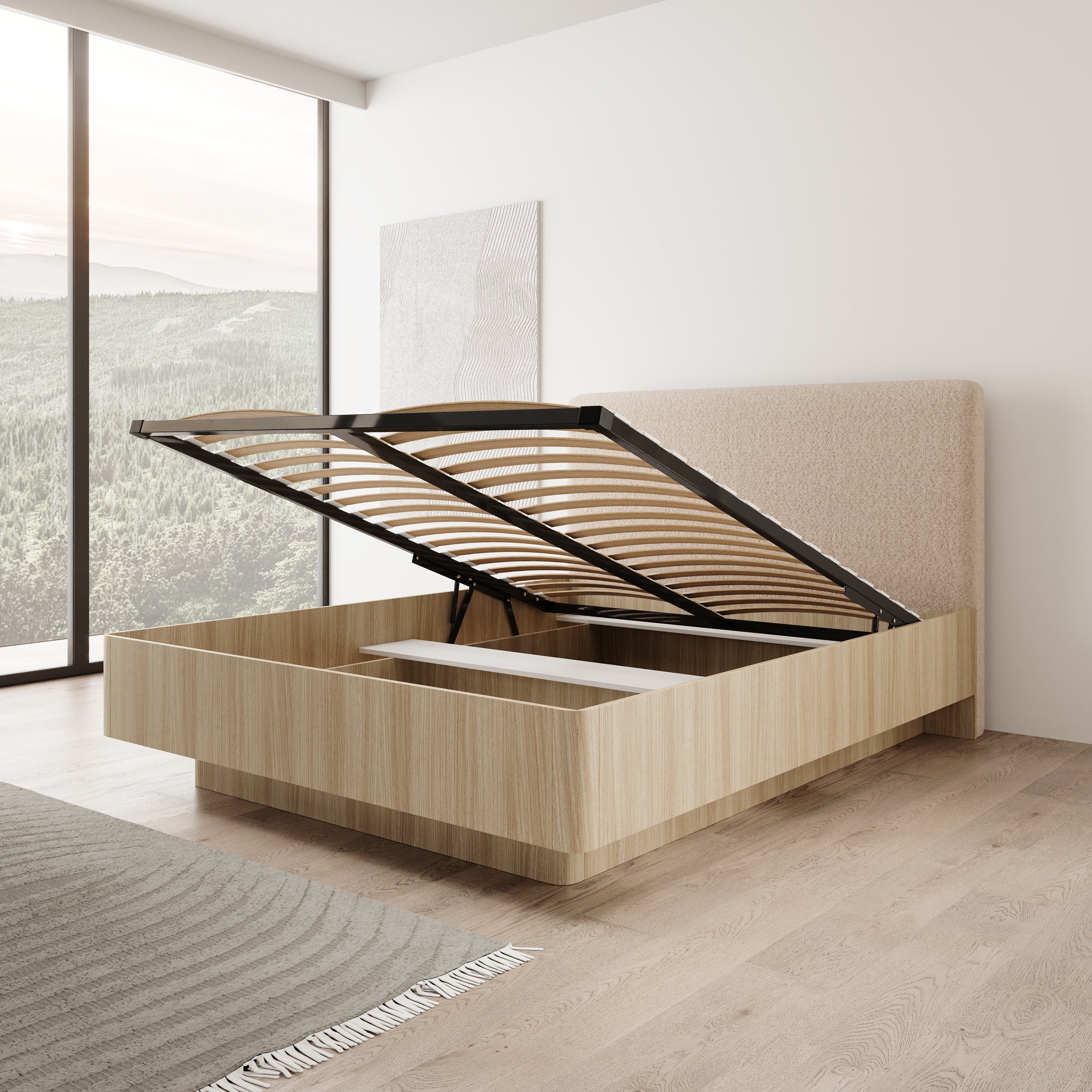 Voorne - Tweepersoonsbed met opbergruimte - Eiken - 160x200