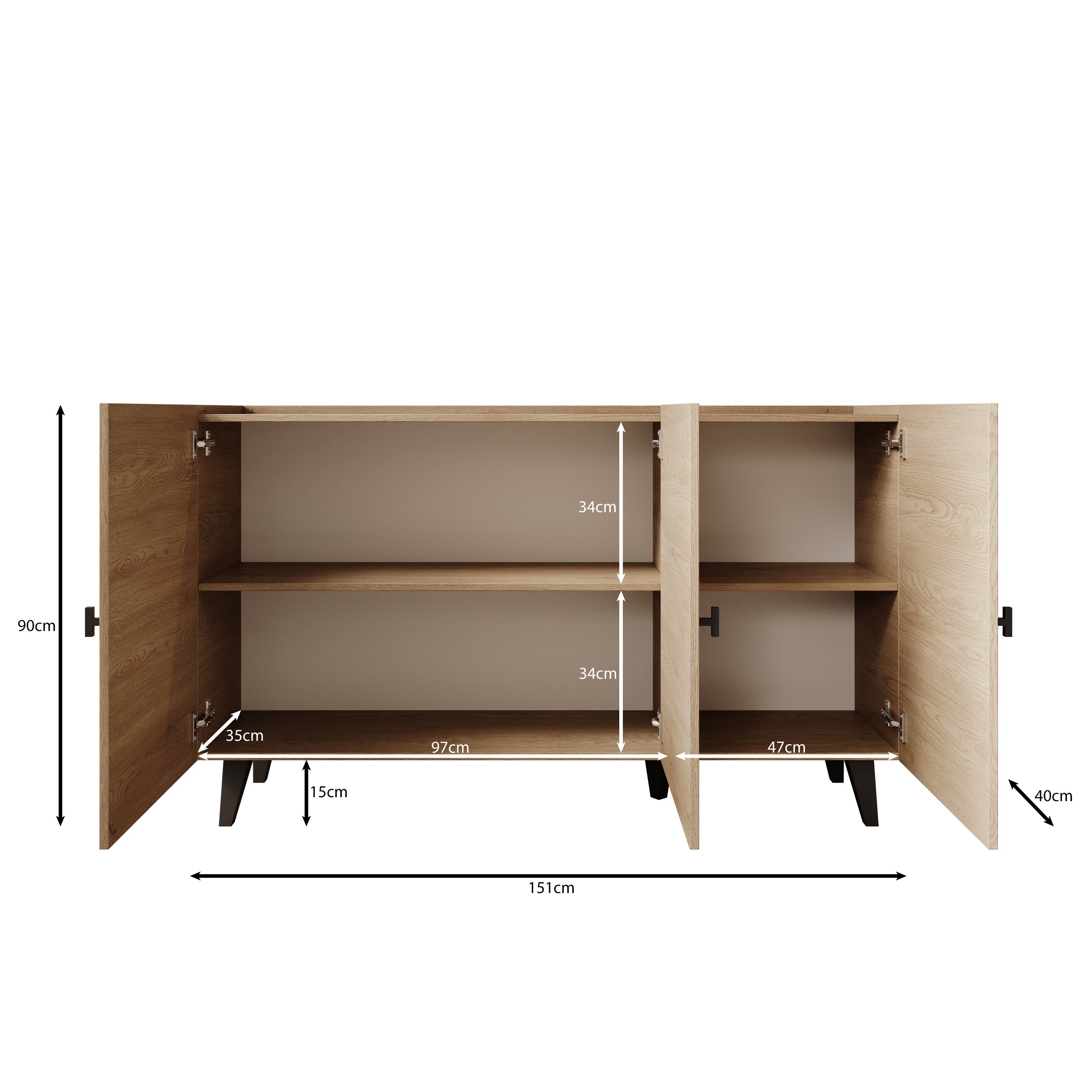 Vornas - Dressoir - Eikenpatroon - 151x40x90 cm