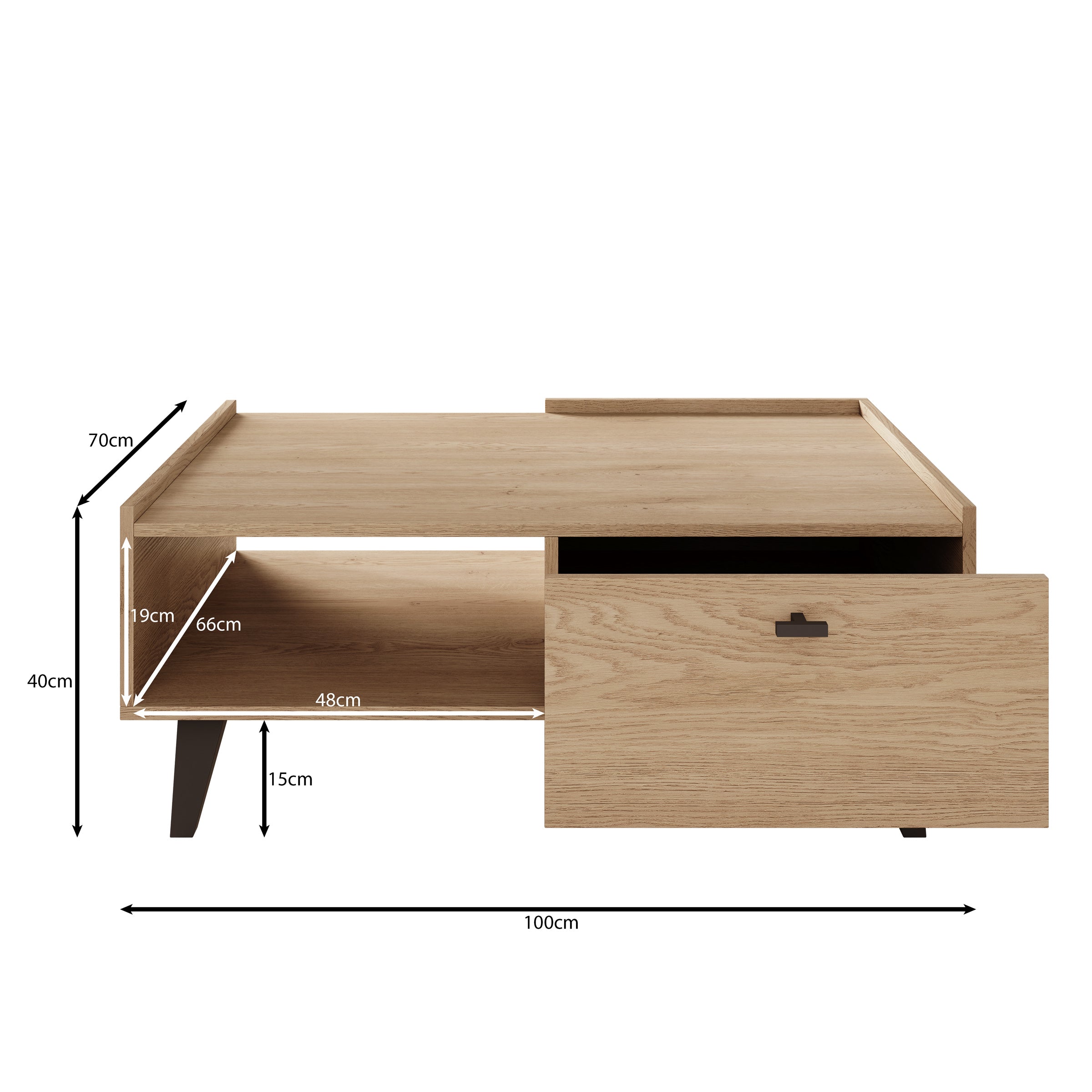 Vornas - Salontafel - Eikenpatroon - 100x70x40 cm