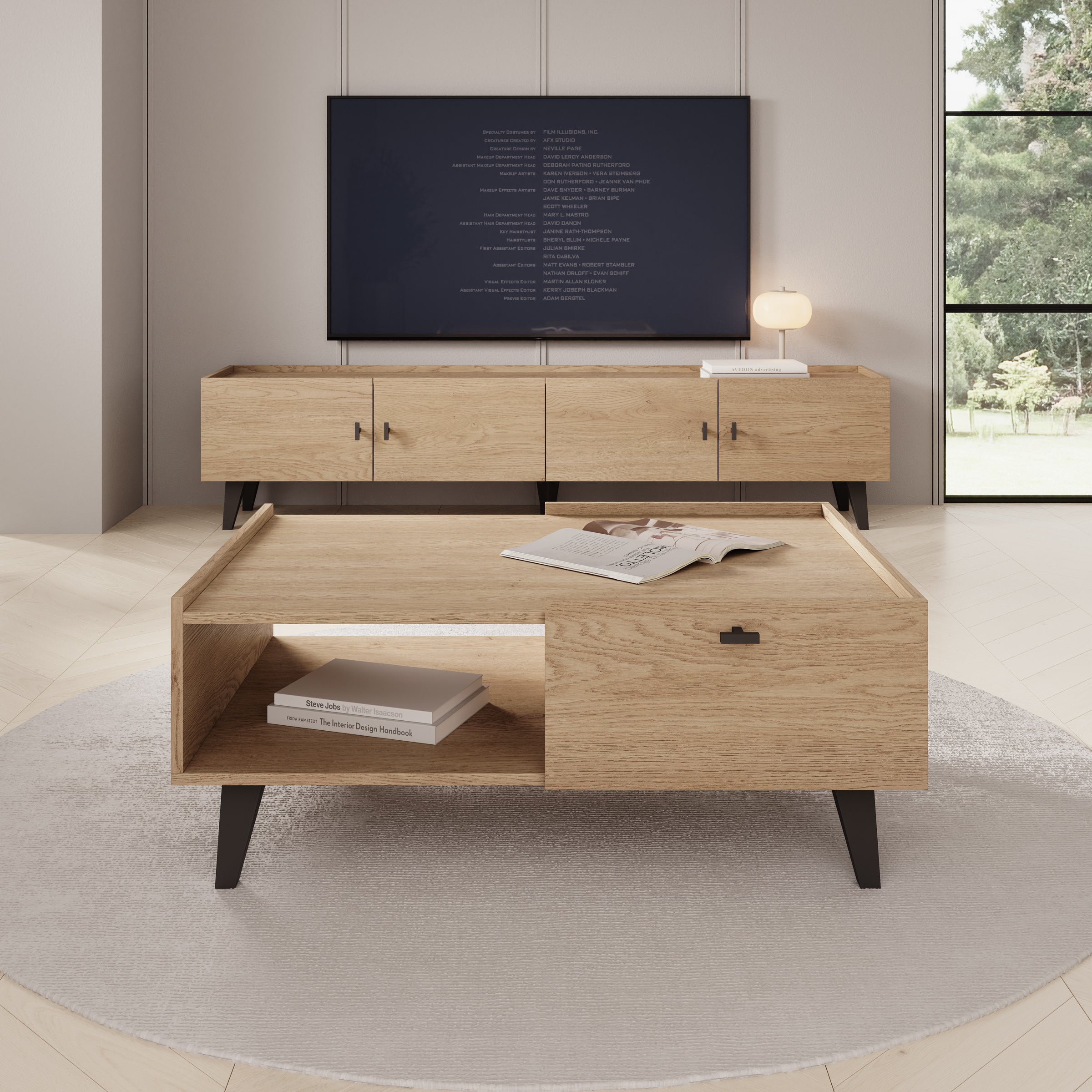 Vornas - Salontafel - Eikenpatroon - 100x70x40 cm