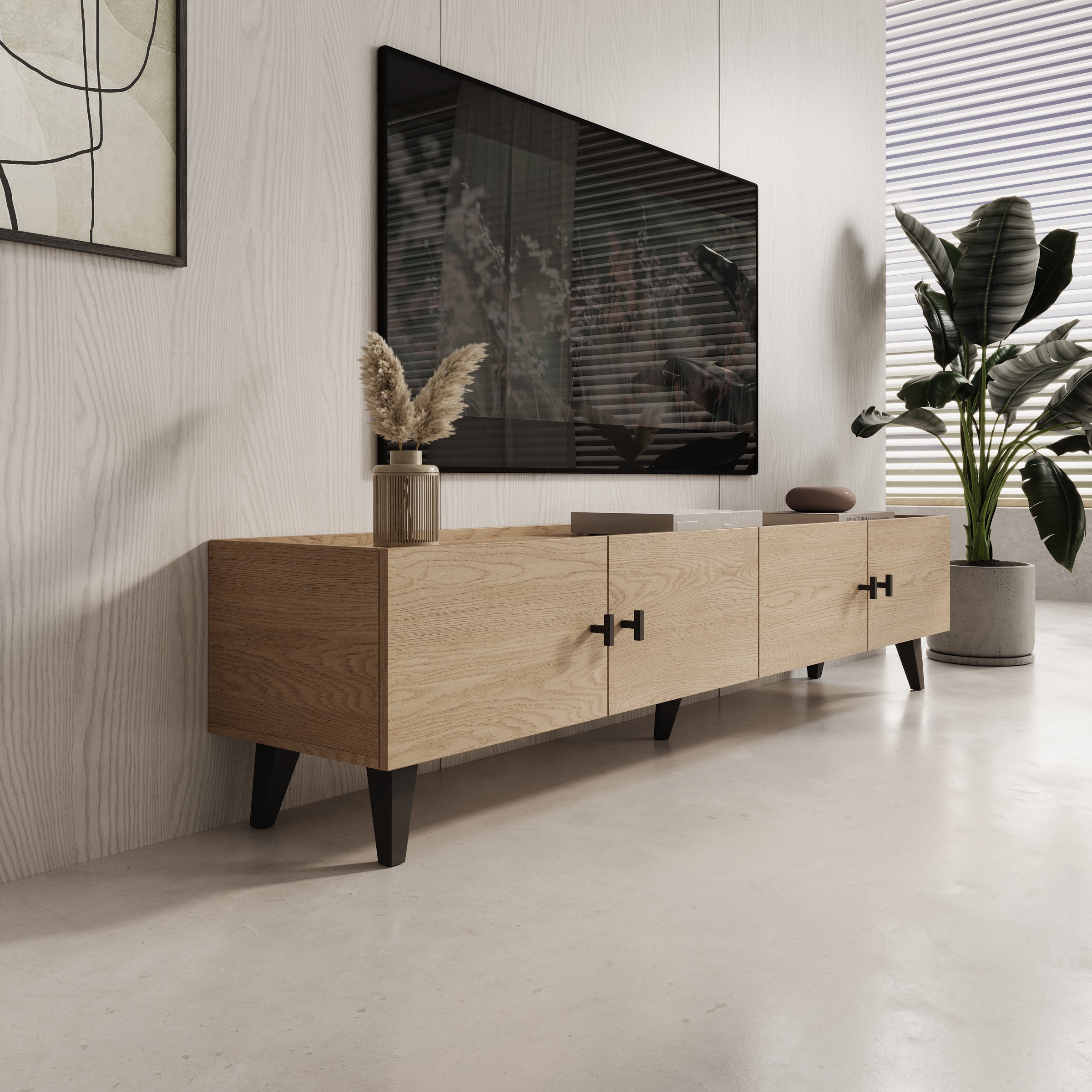 Vornas - TV-Meubel - Eikenpatroon - 200x40x45 cm