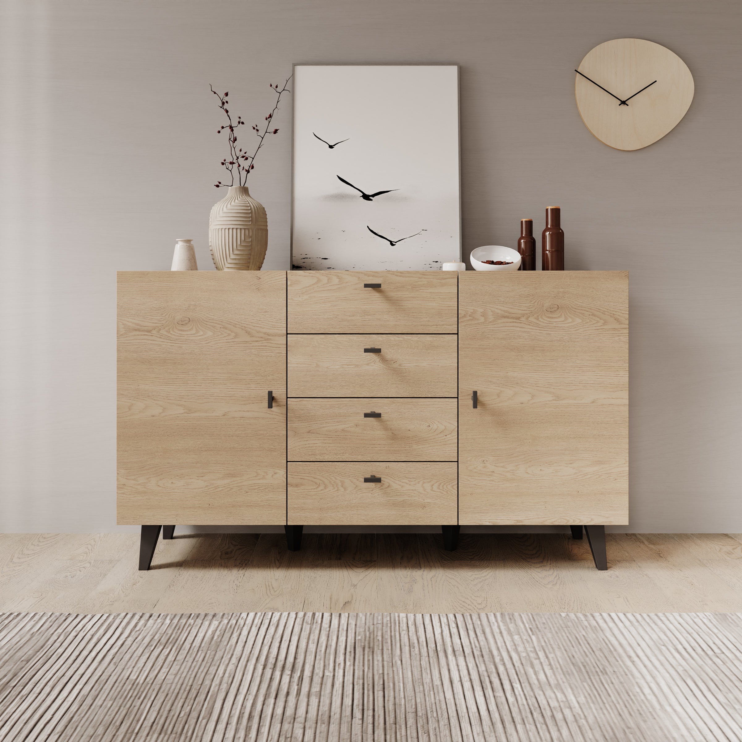 Vornas 2 - Dressoir - Eikenpatroon - 151x40x90 cm