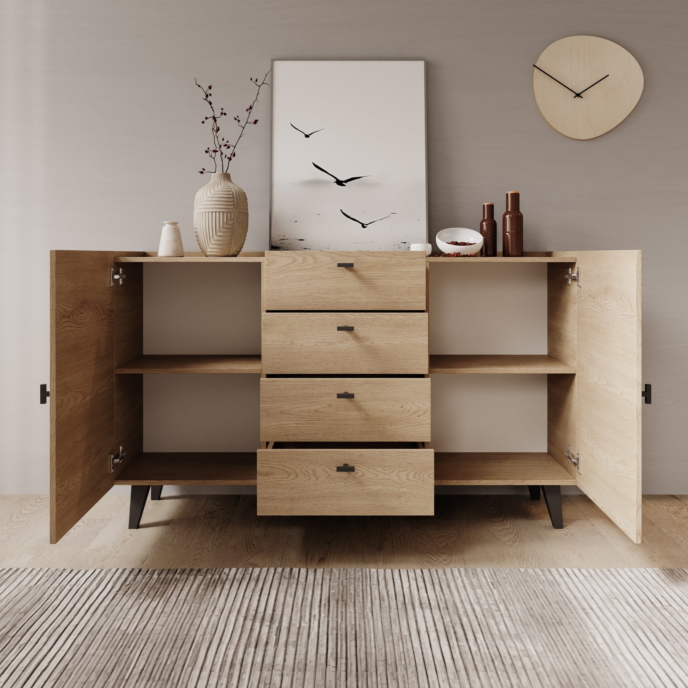 Vornas 2 - Dressoir - Eikenpatroon - 151x40x90 cm