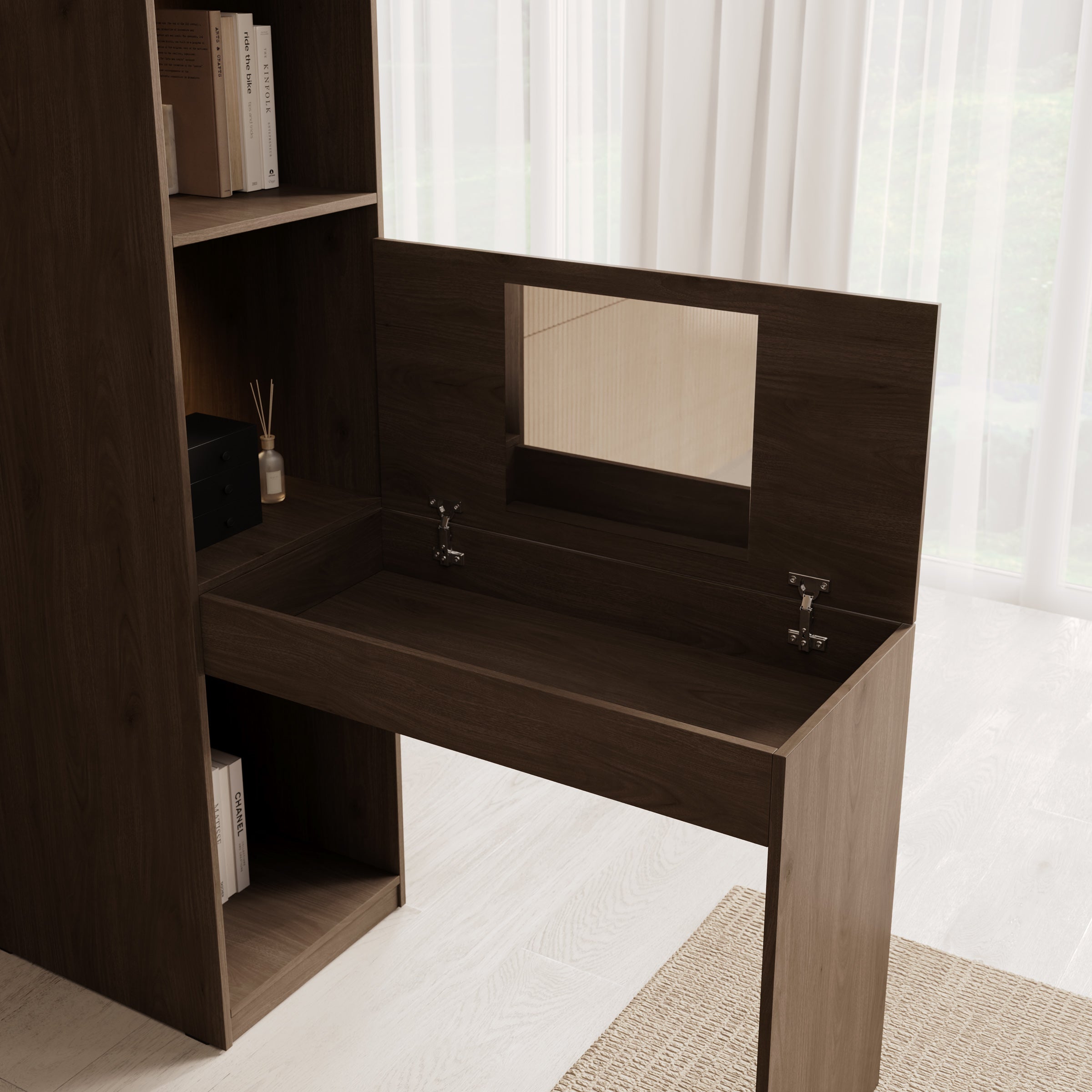 Wangoo - Kaptafel - Donker eiken - 179x146x221 cm