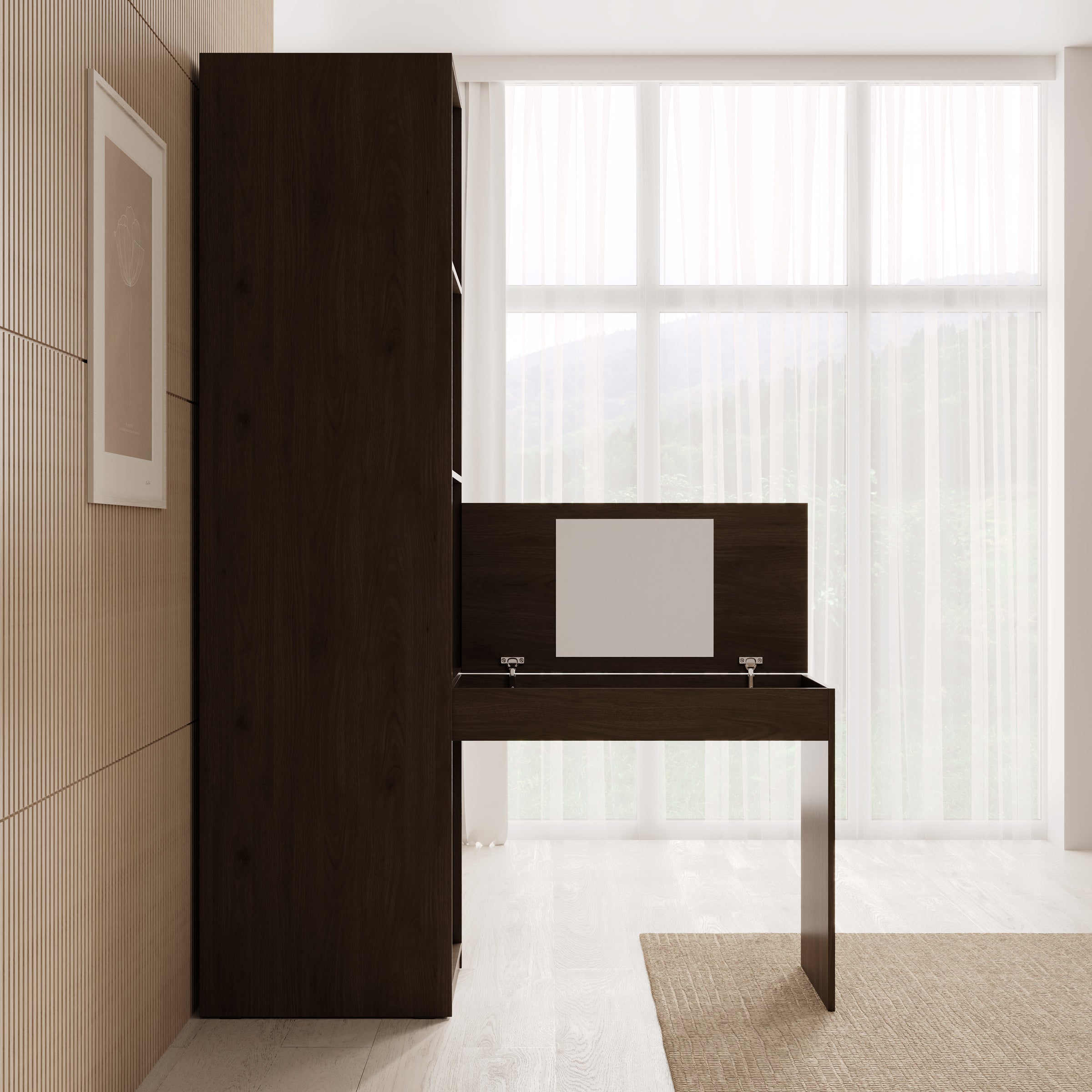 Wangoo - Kaptafel - Donker eiken - 179x146x221 cm