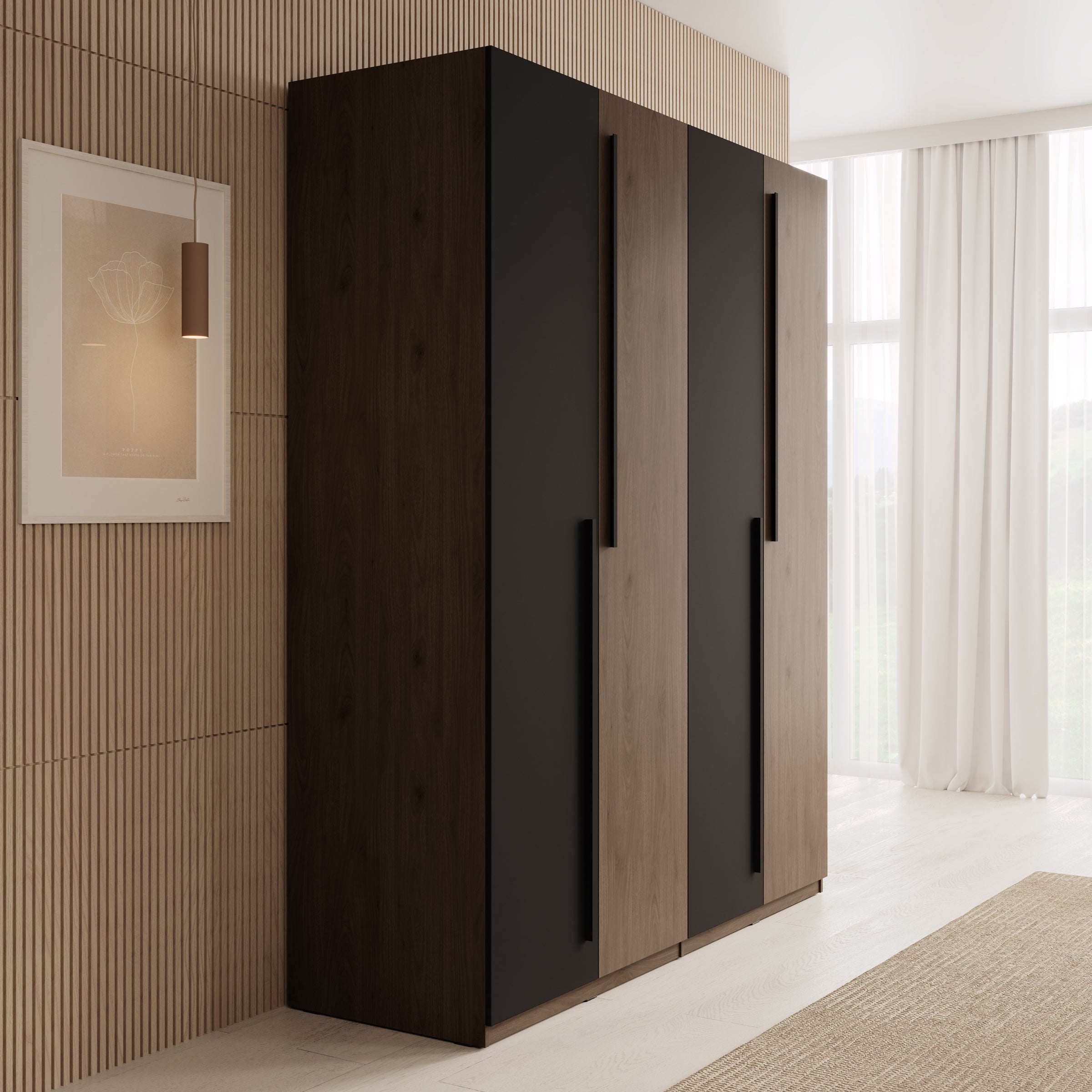 Wangoo - Kledingkast 4 deuren - Donker eiken - 179x60x221 cm