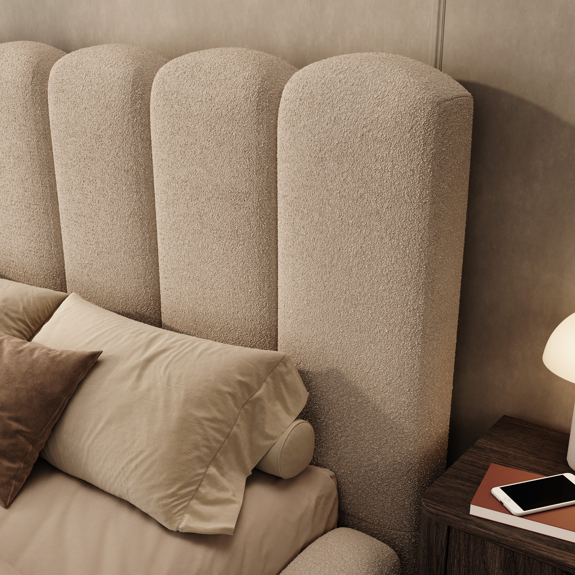 Wavion - Tweepersoonsbed met opbergruimte - Teddystof beige - 140x200 cm