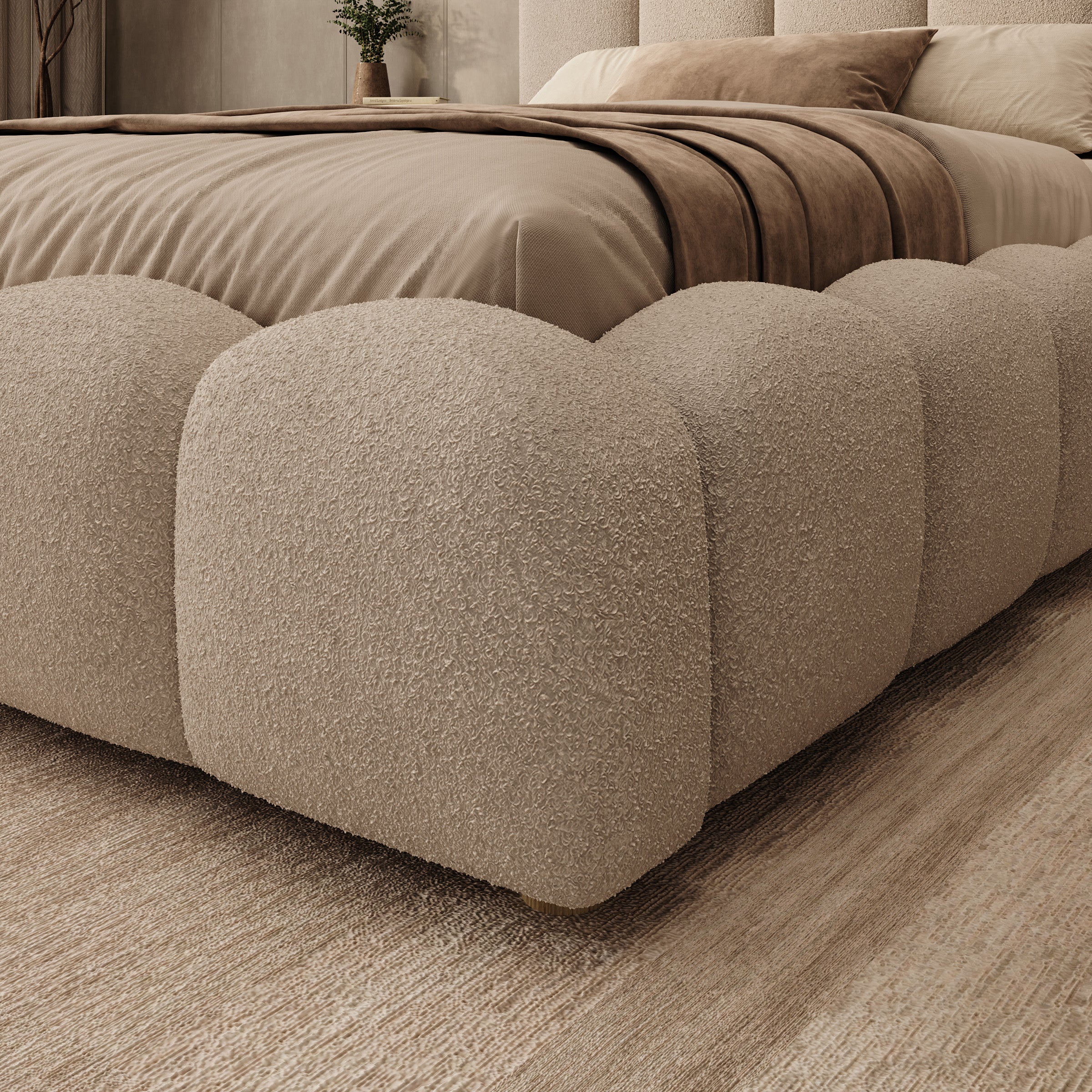 Wavion - Tweepersoonsbed met opbergruimte - Teddystof beige - 140x200 cm