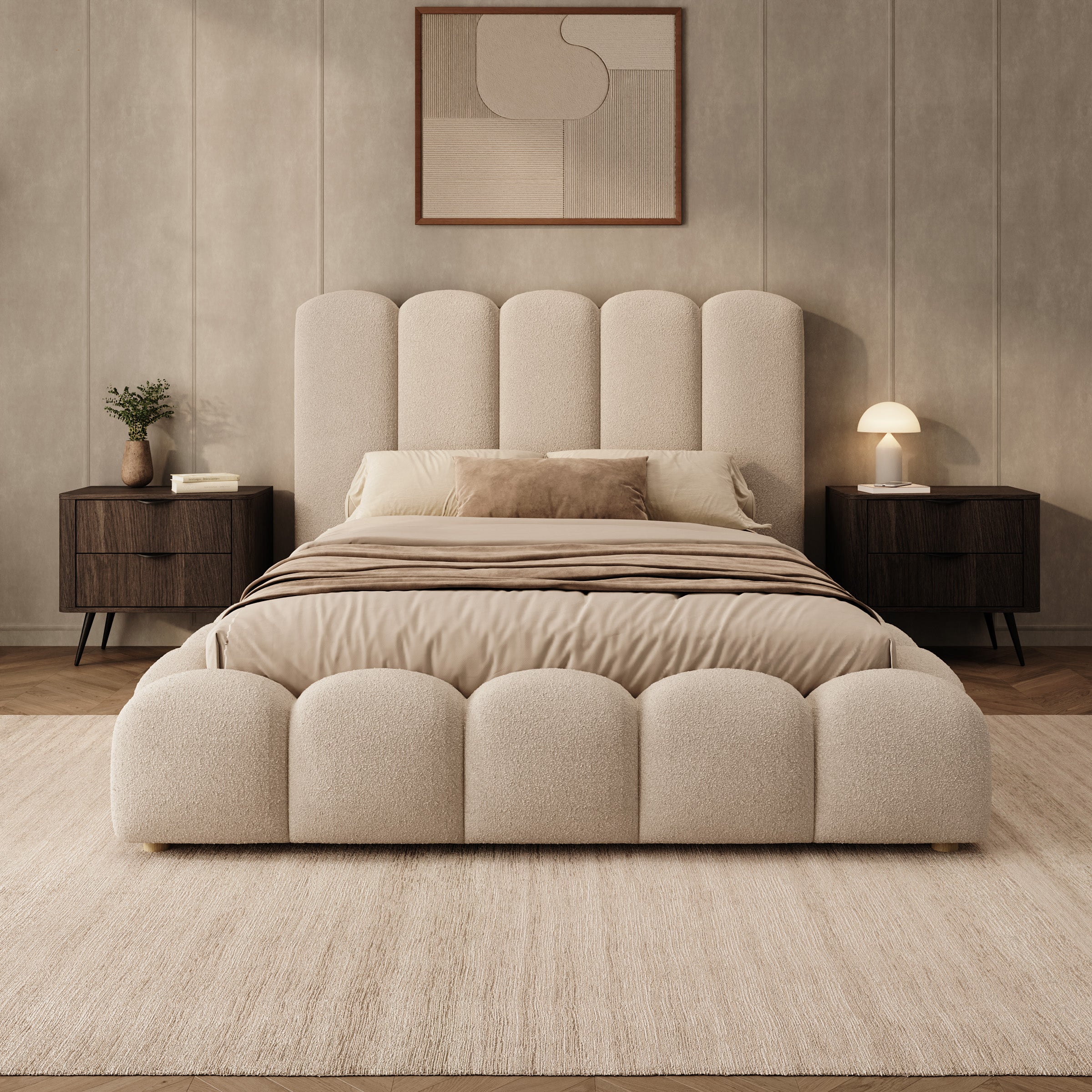 Wavion - Tweepersoonsbed met opbergruimte - Teddystof beige - 140x200 cm