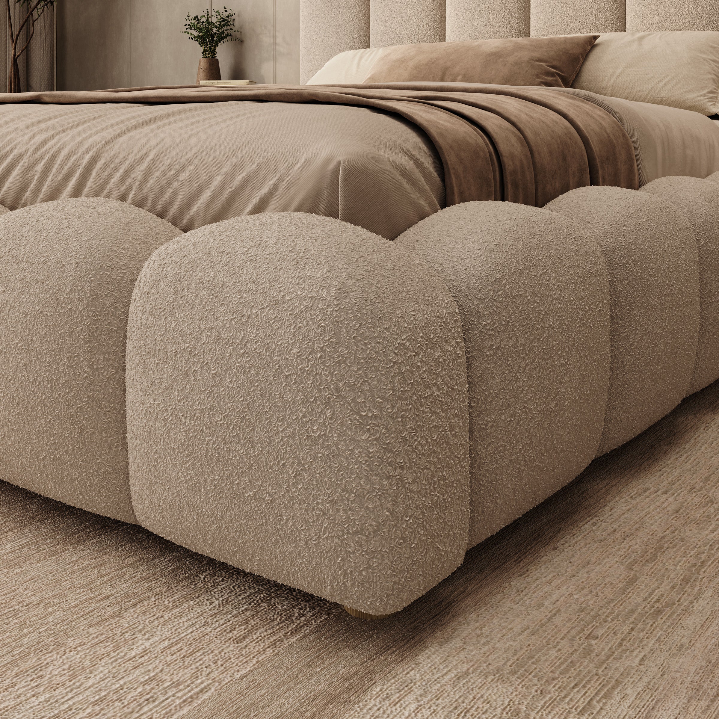 Wavion - Tweepersoonsbed met opbergruimte - Teddystof beige - 160x200 cm