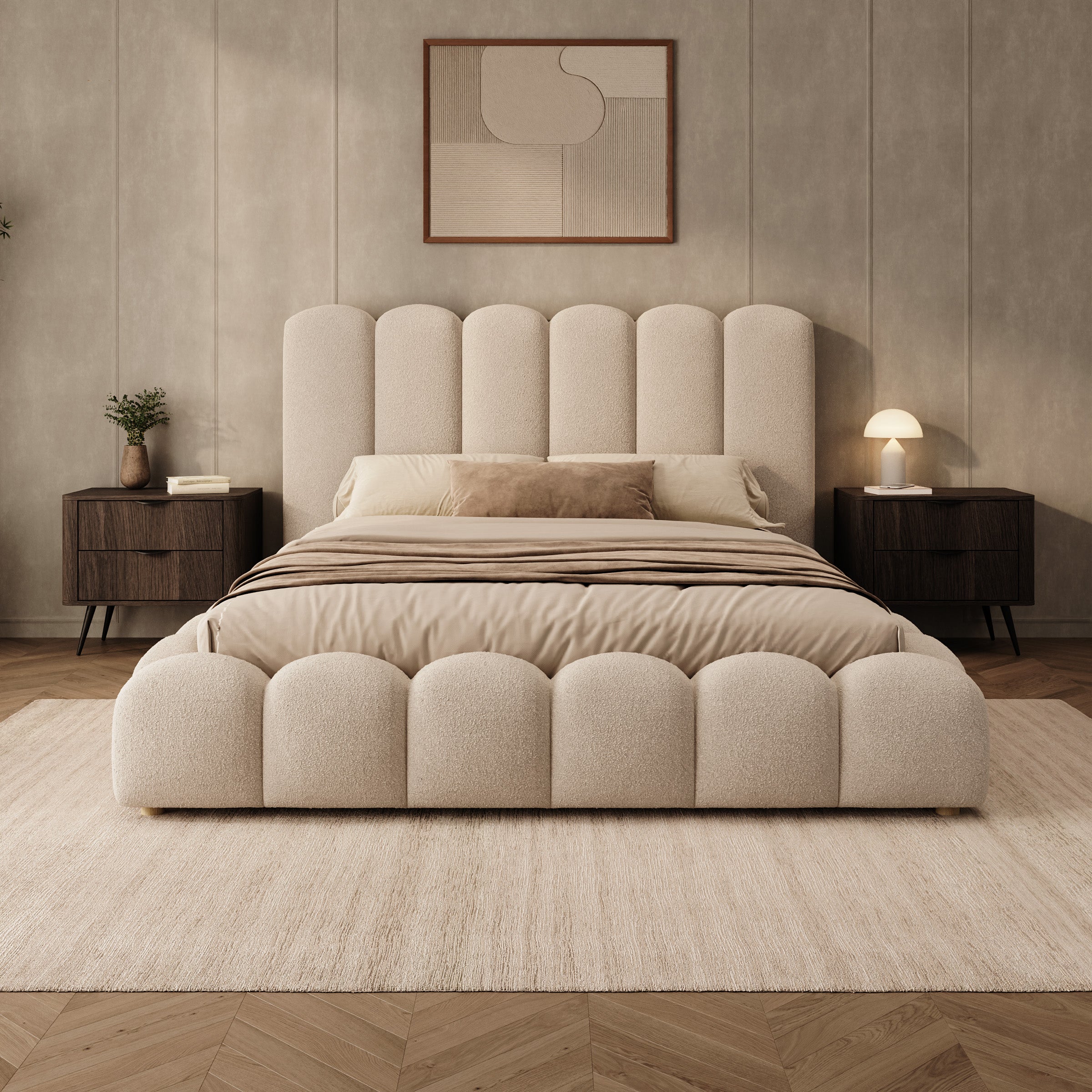 Wavion - Tweepersoonsbed met opbergruimte - Teddystof beige - 160x200 cm