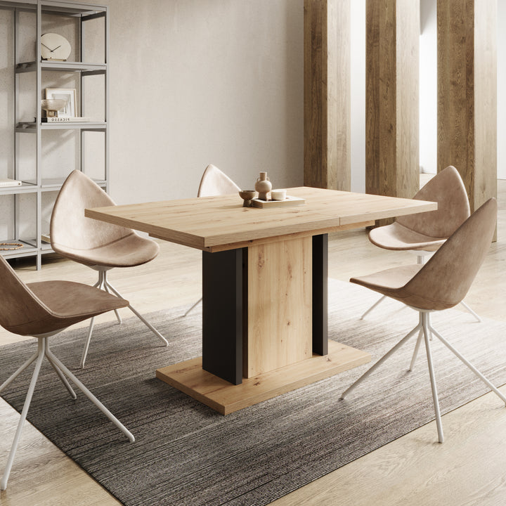 Welp - Eetkamertafel - Eiken/zwart - 140x90x76 cm