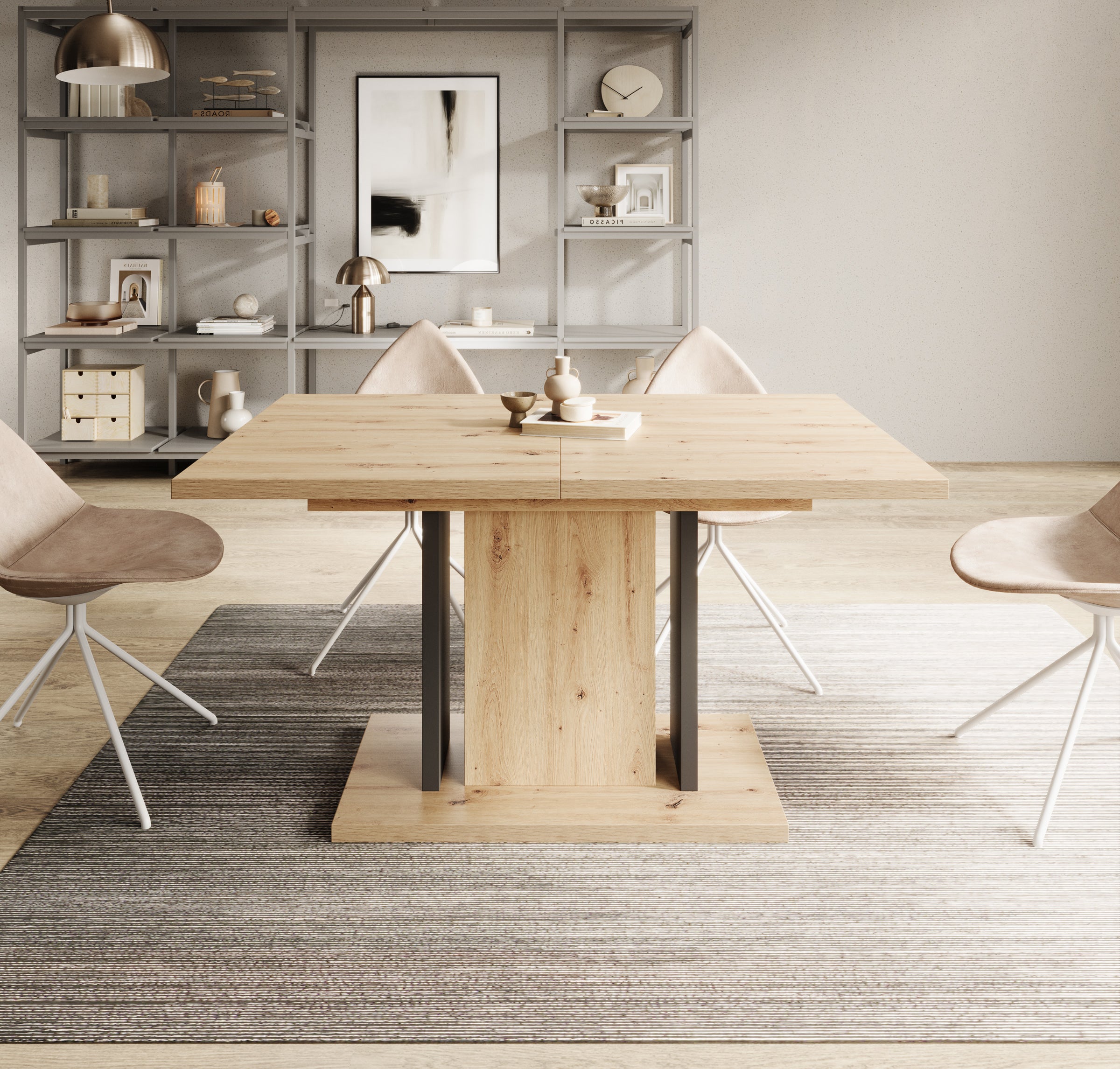 Welp - Eetkamertafel - Eiken/zwart - 140x90x76 cm
