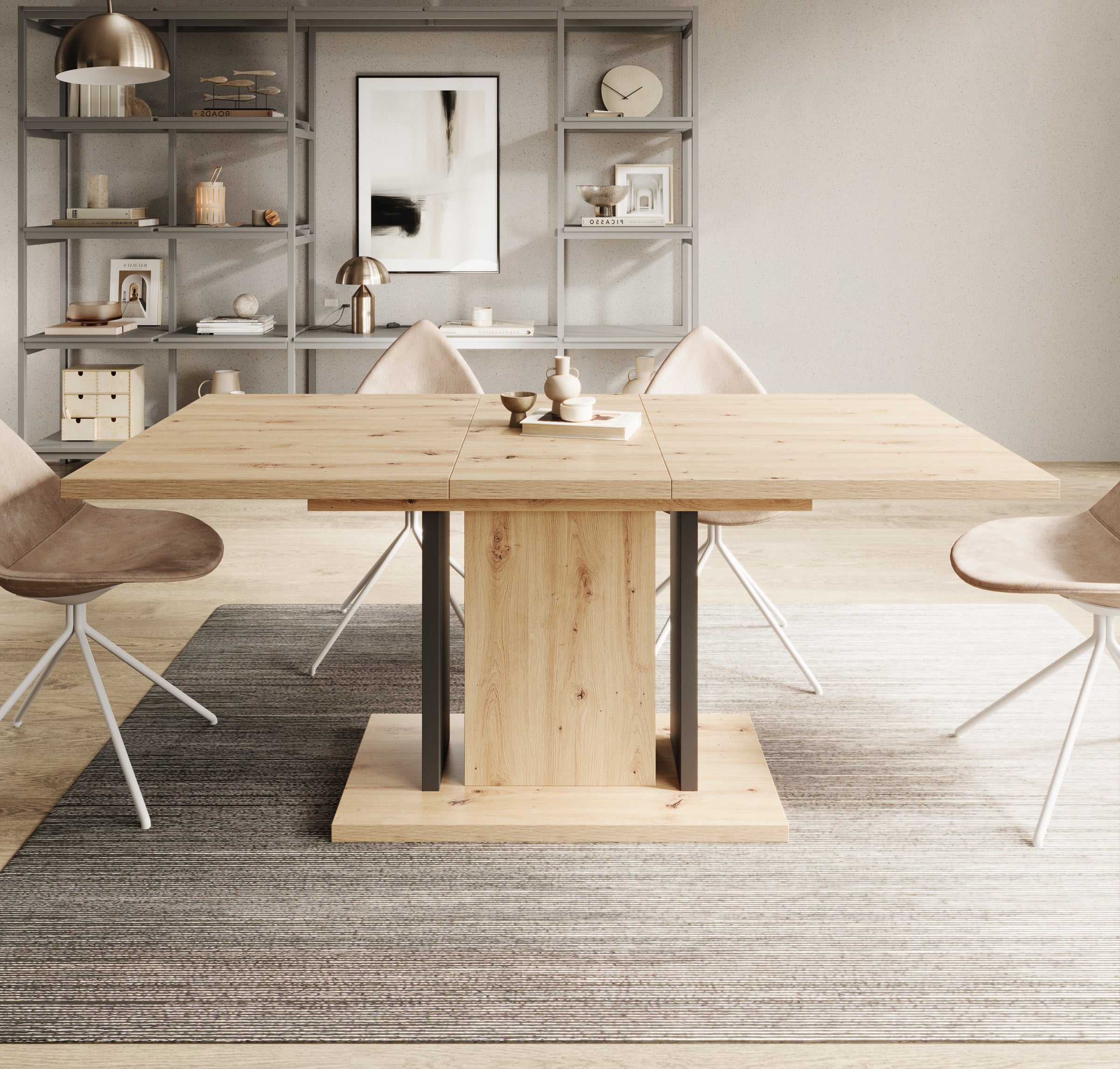 Welp - Eetkamertafel - Eiken/zwart - 140x90x76 cm
