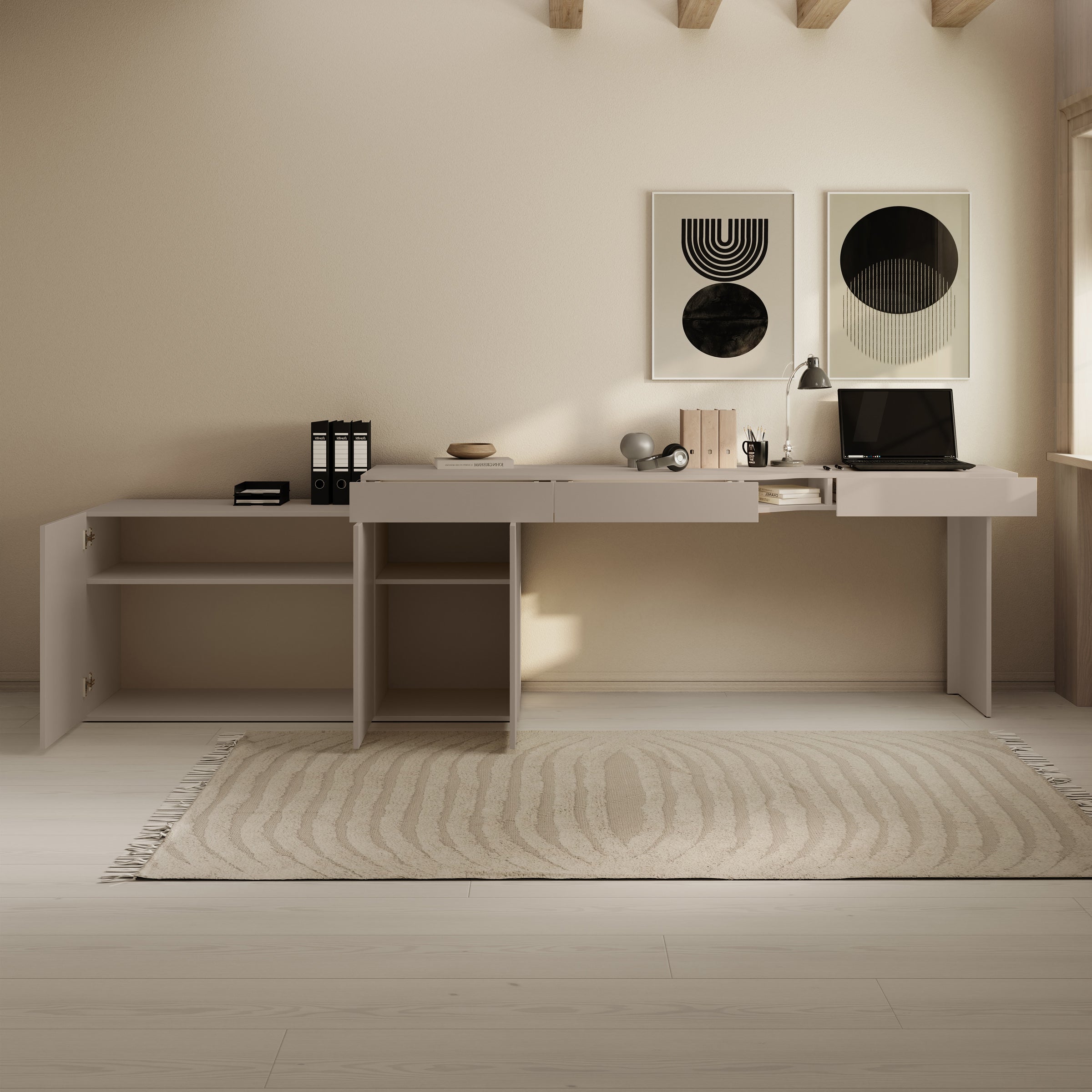 Whenua - Bureau links - Beige - 301x55x79 cm