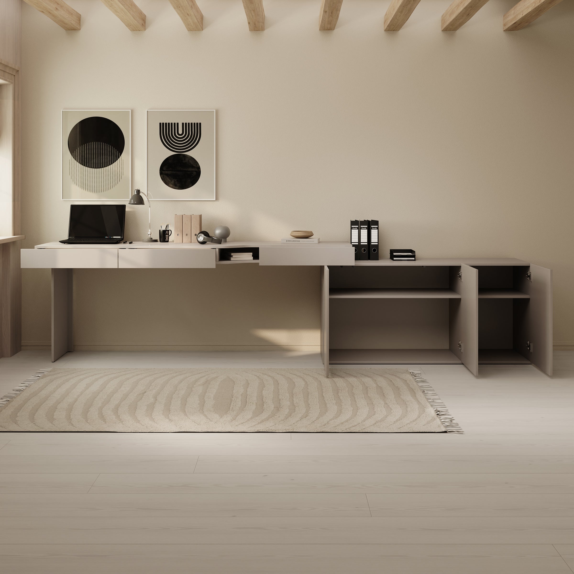 Whenua - Bureau links - Beige - 301x55x79 cm