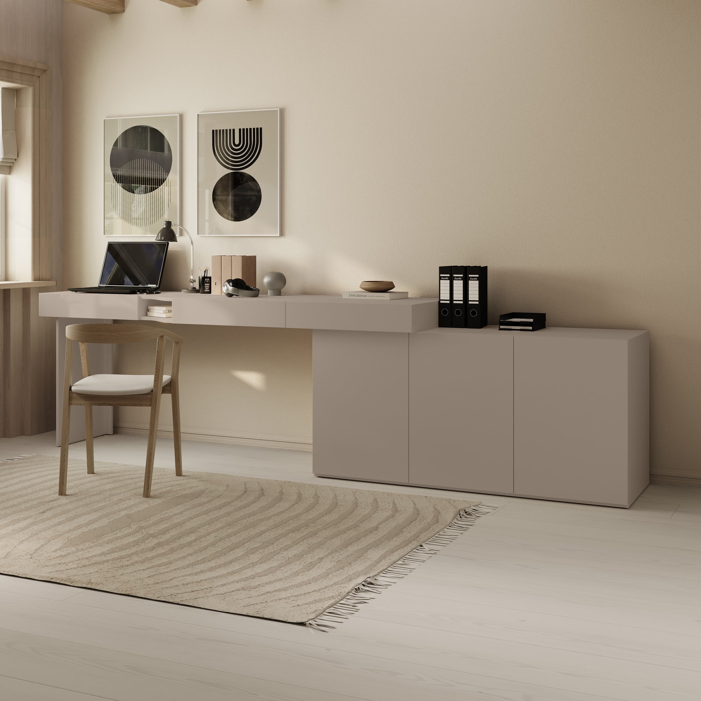 Whenua - Bureau rechts - Beige - 301x55x79 cm