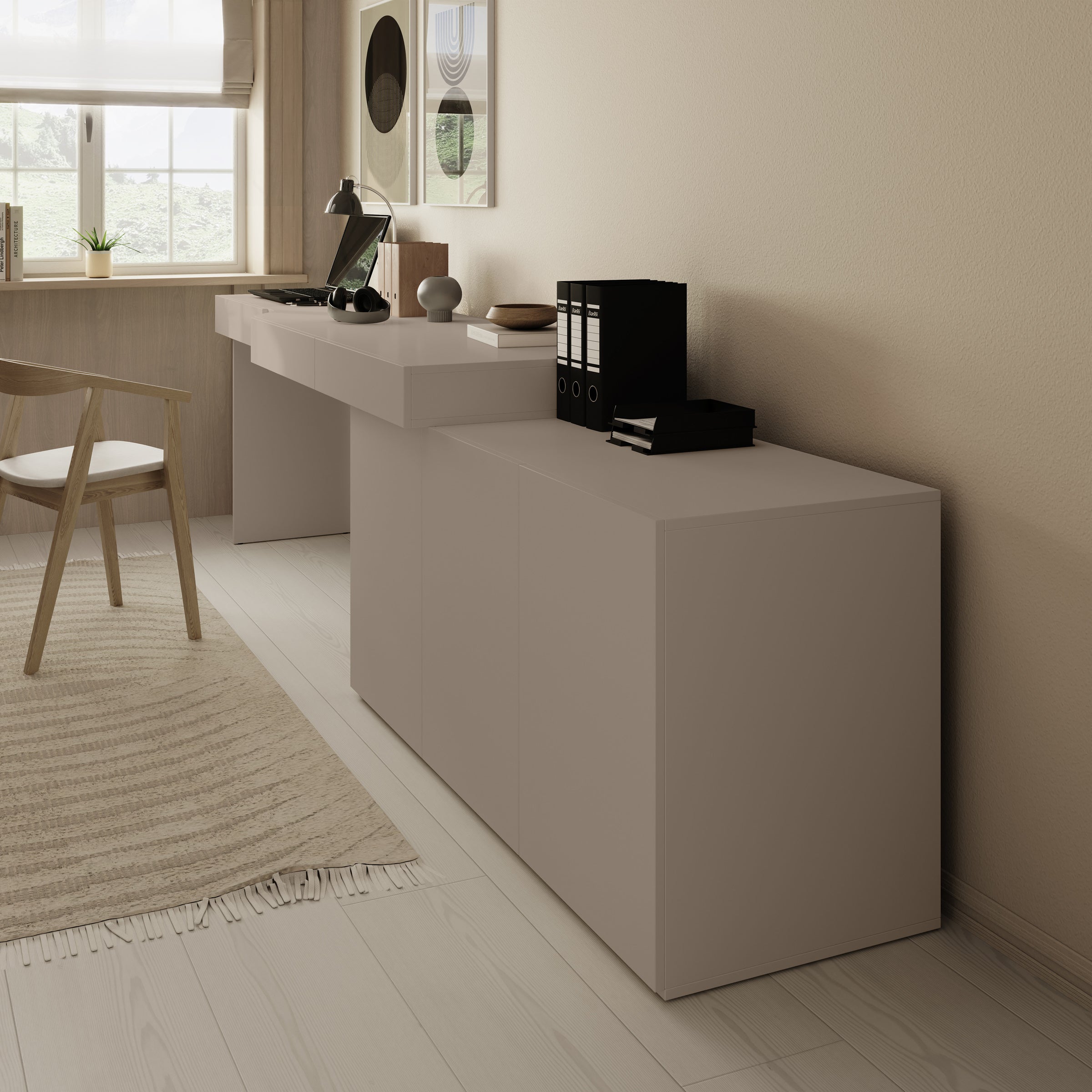 Whenua - Bureau rechts - Beige - 301x55x79 cm