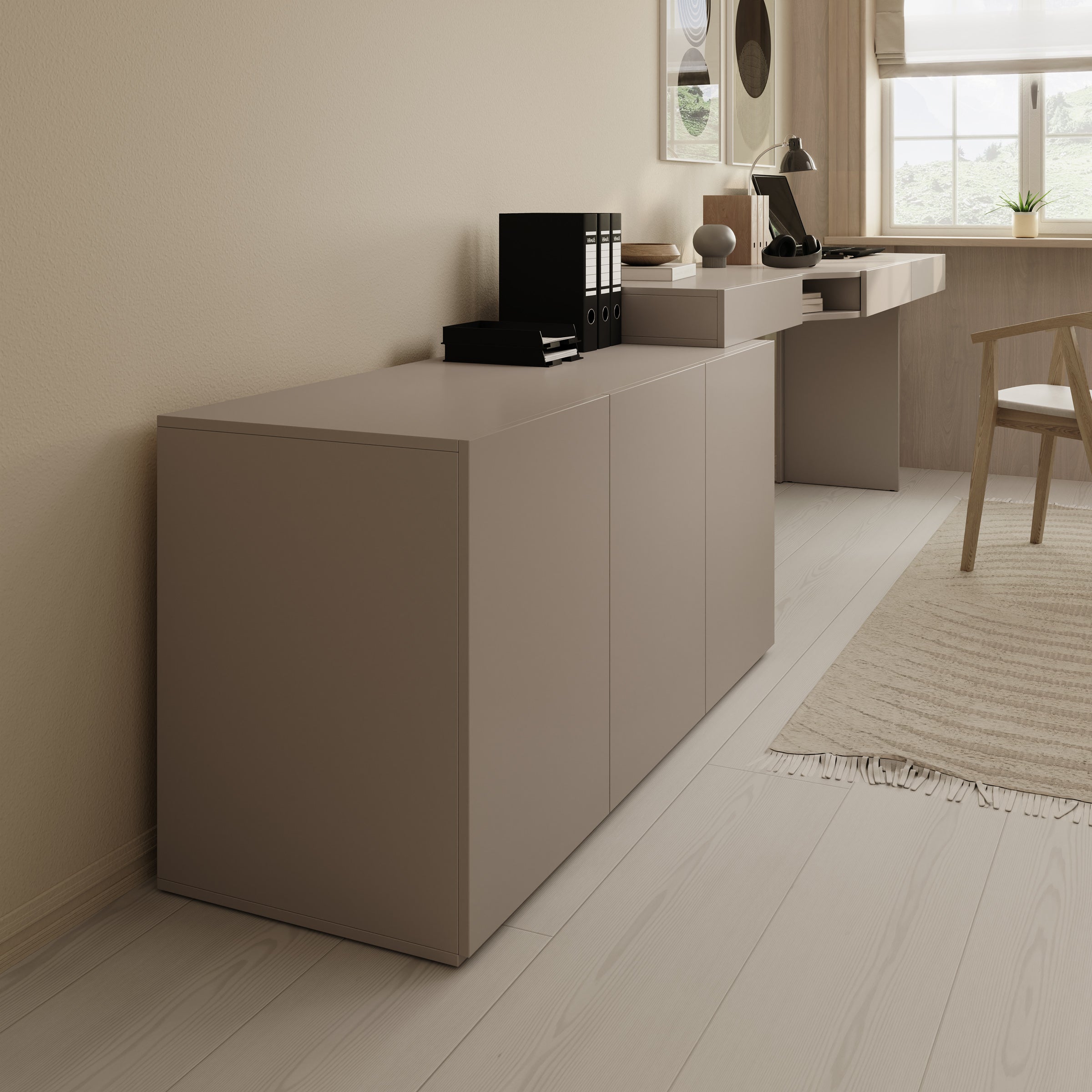 Whenua - Bureau rechts - Beige - 301x55x79 cm