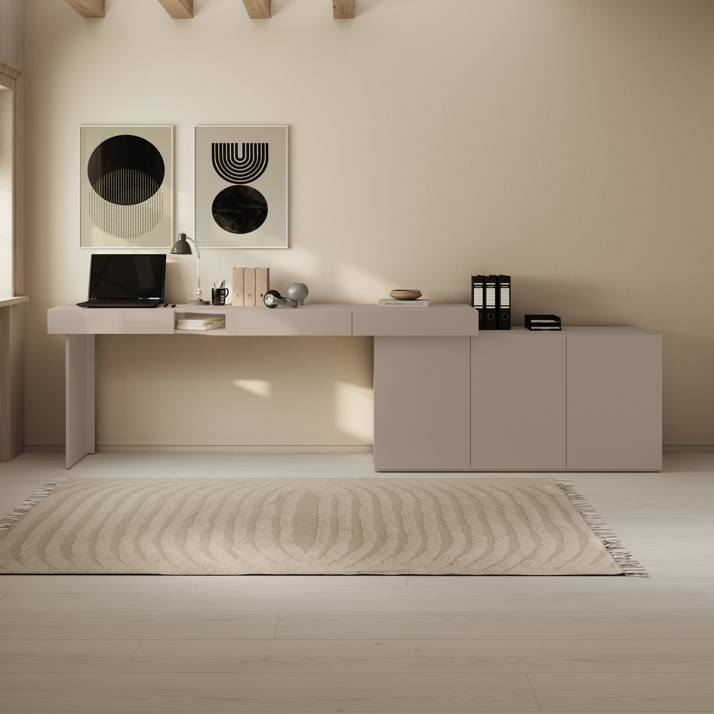 Whenua - Bureau rechts - Beige - 301x55x79 cm