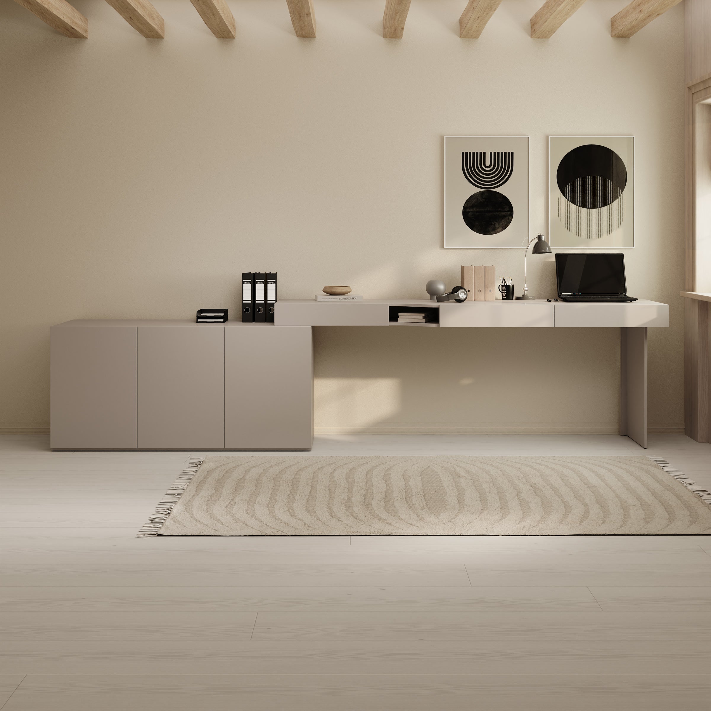 Whenua - Bureau rechts - Beige - 301x55x79 cm