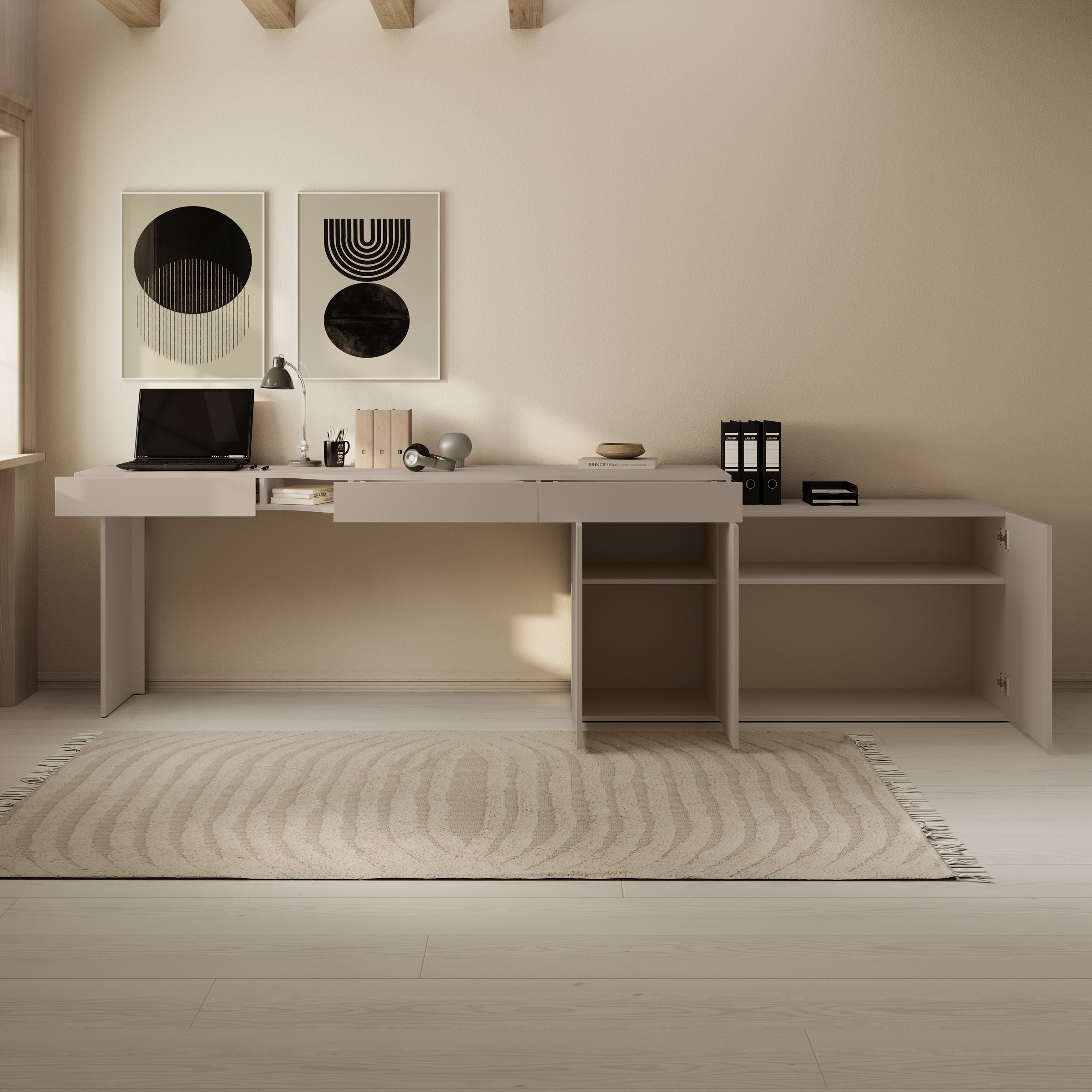 Whenua - Bureau rechts - Beige - 301x55x79 cm