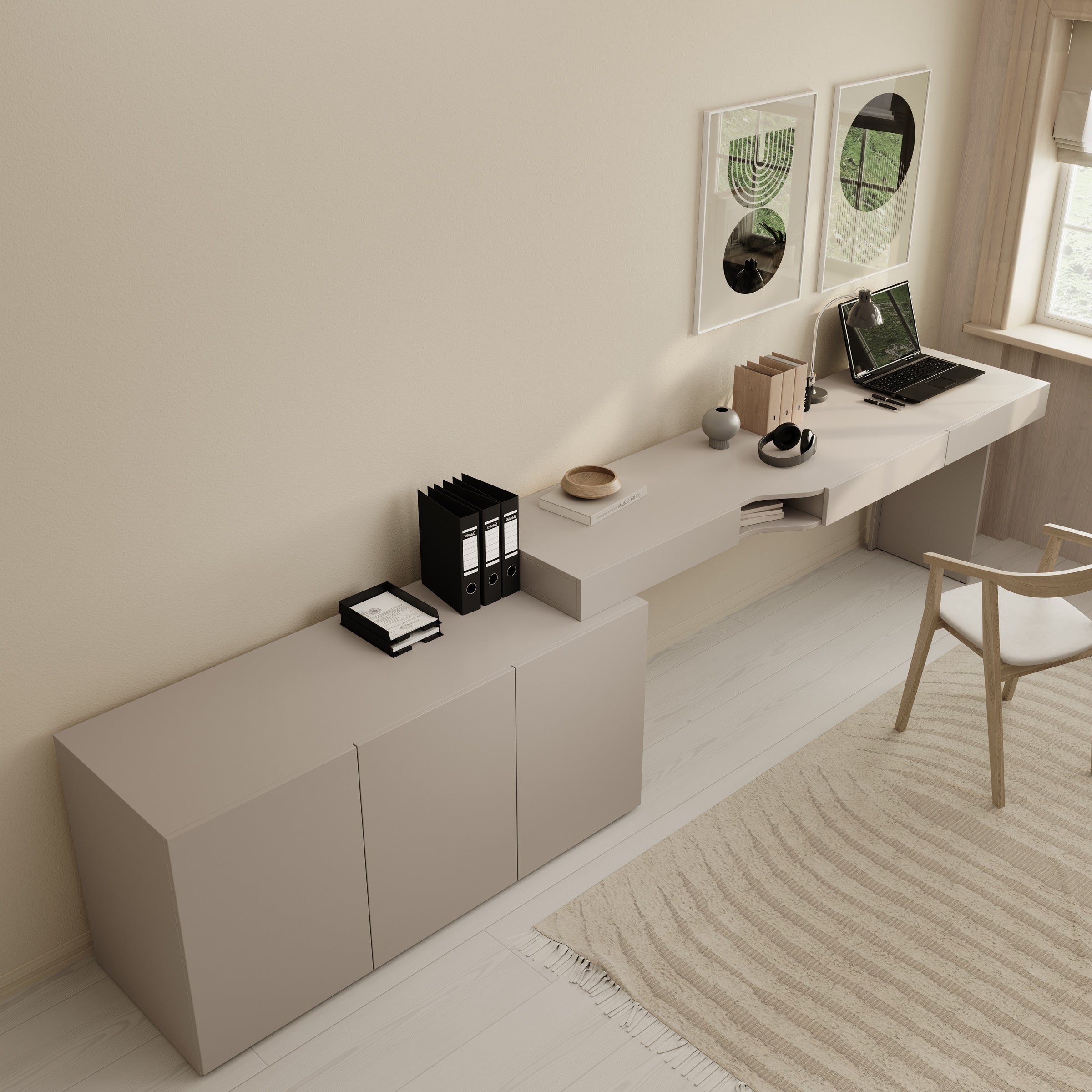 Whenua - Bureau rechts - Beige - 301x55x79 cm
