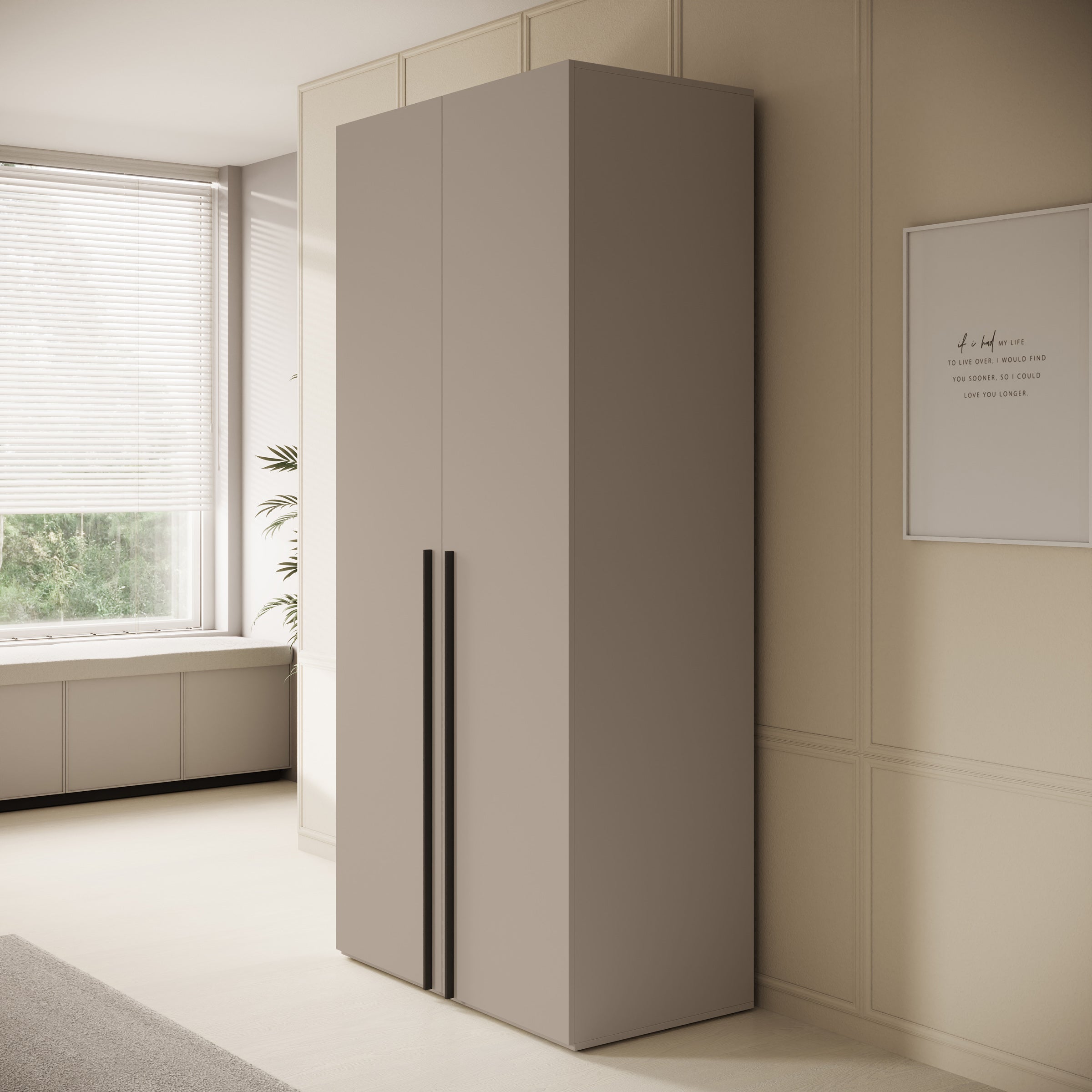 Whenua - Kledingkast met 2 deuren - Beige - 100x55x216 cm