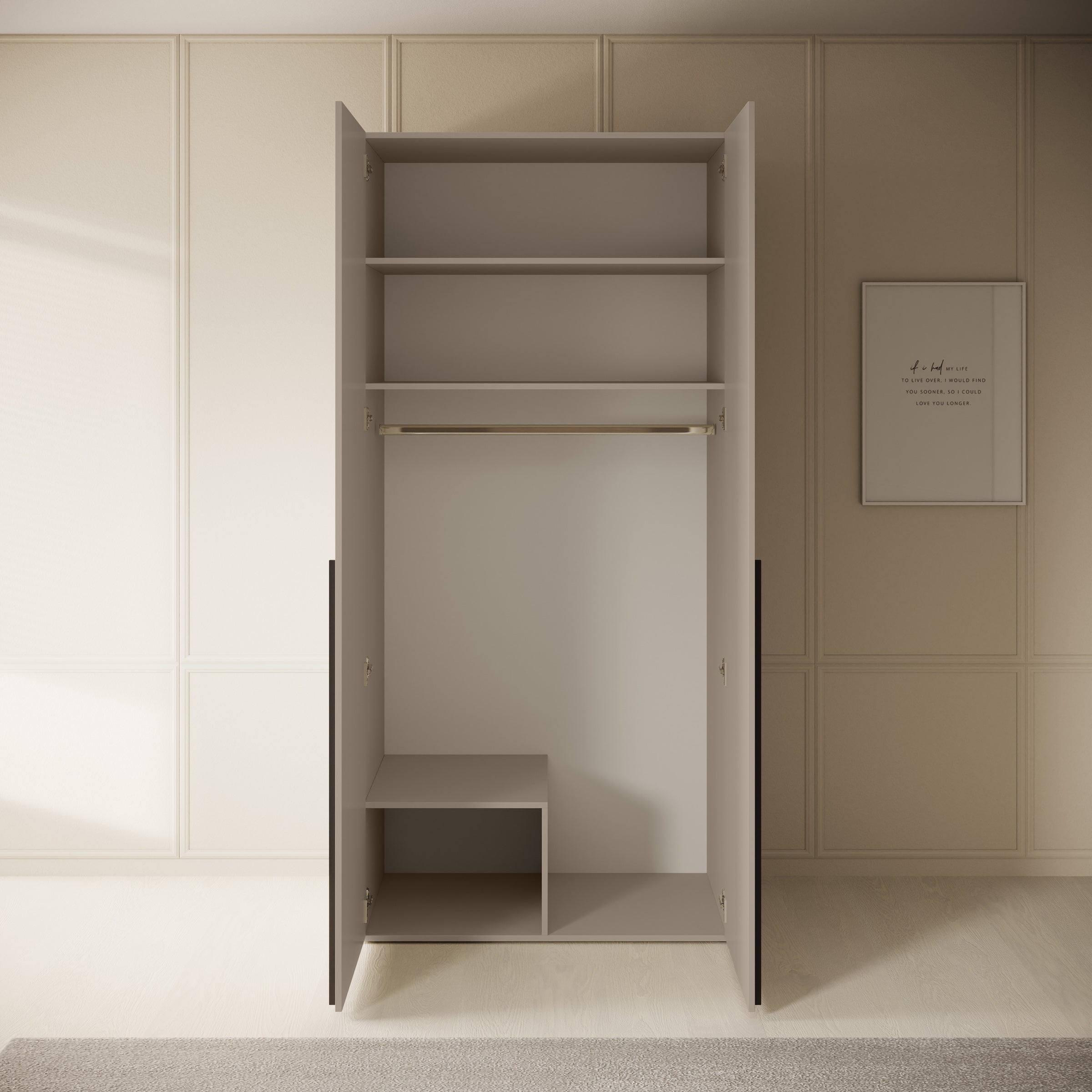 Whenua - Kledingkast met 2 deuren - Beige - 100x55x216 cm