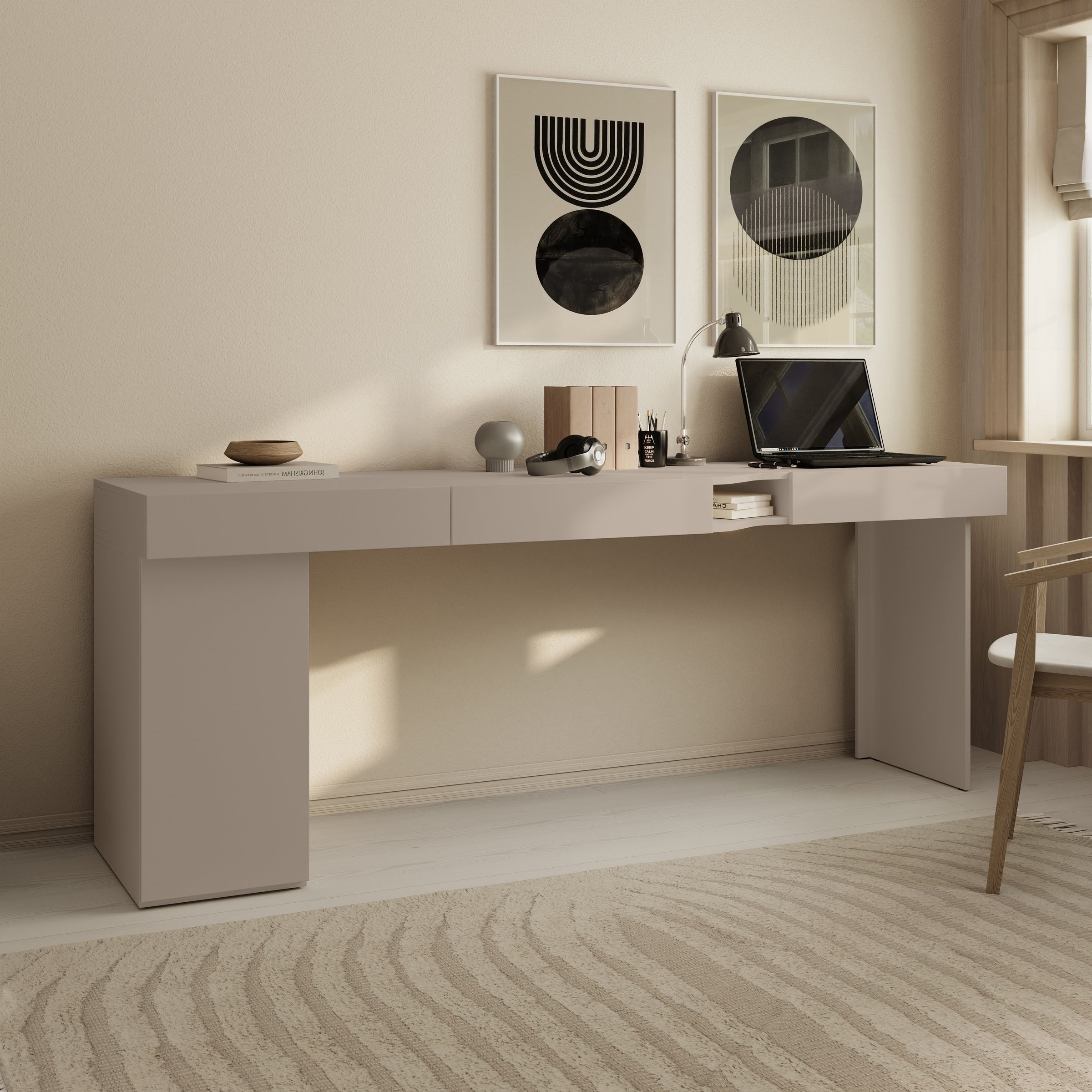 Whenua 2 - Bureau links - Beige - 211x55x79 cm