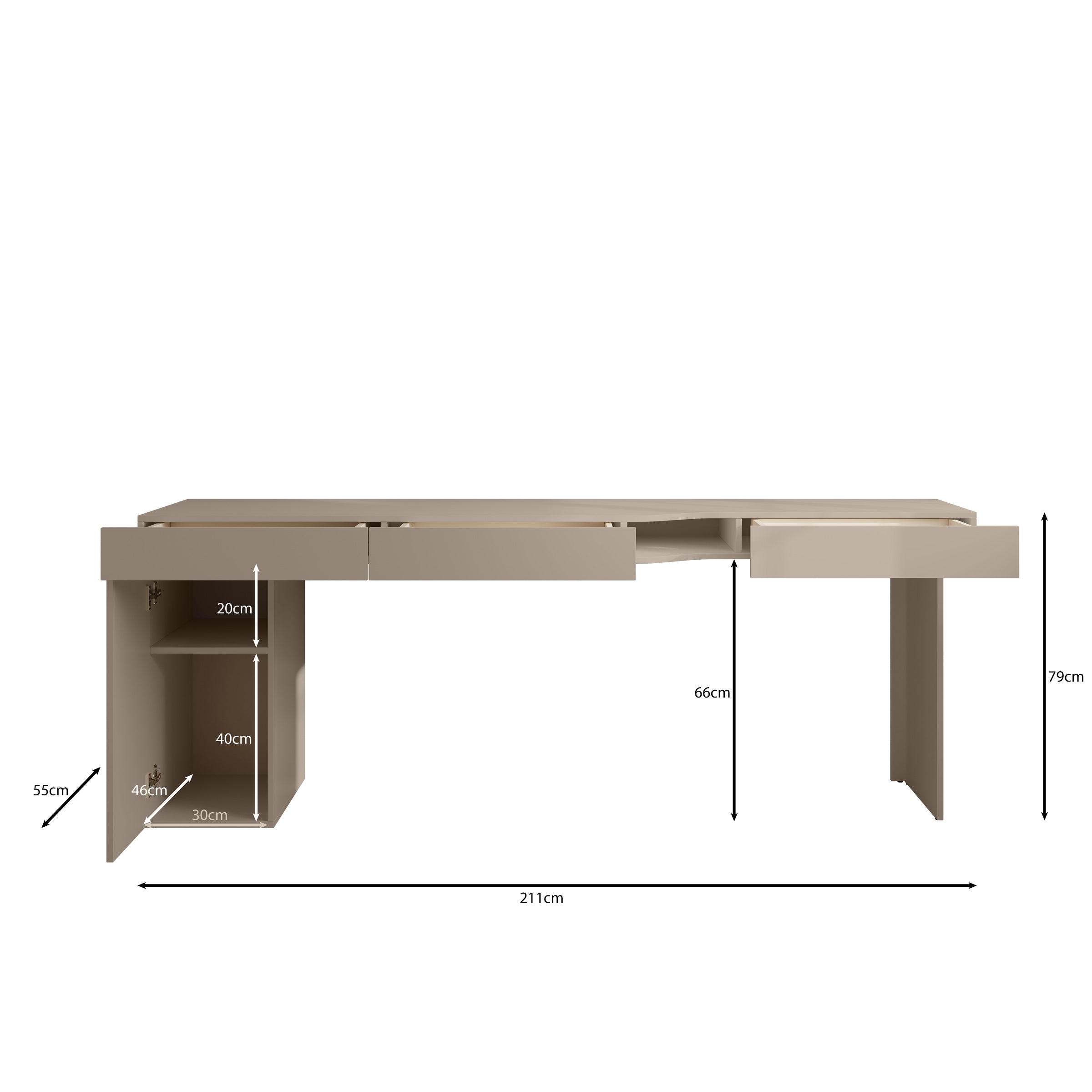 Whenua 2 - Bureau links - Beige - 211x55x79 cm