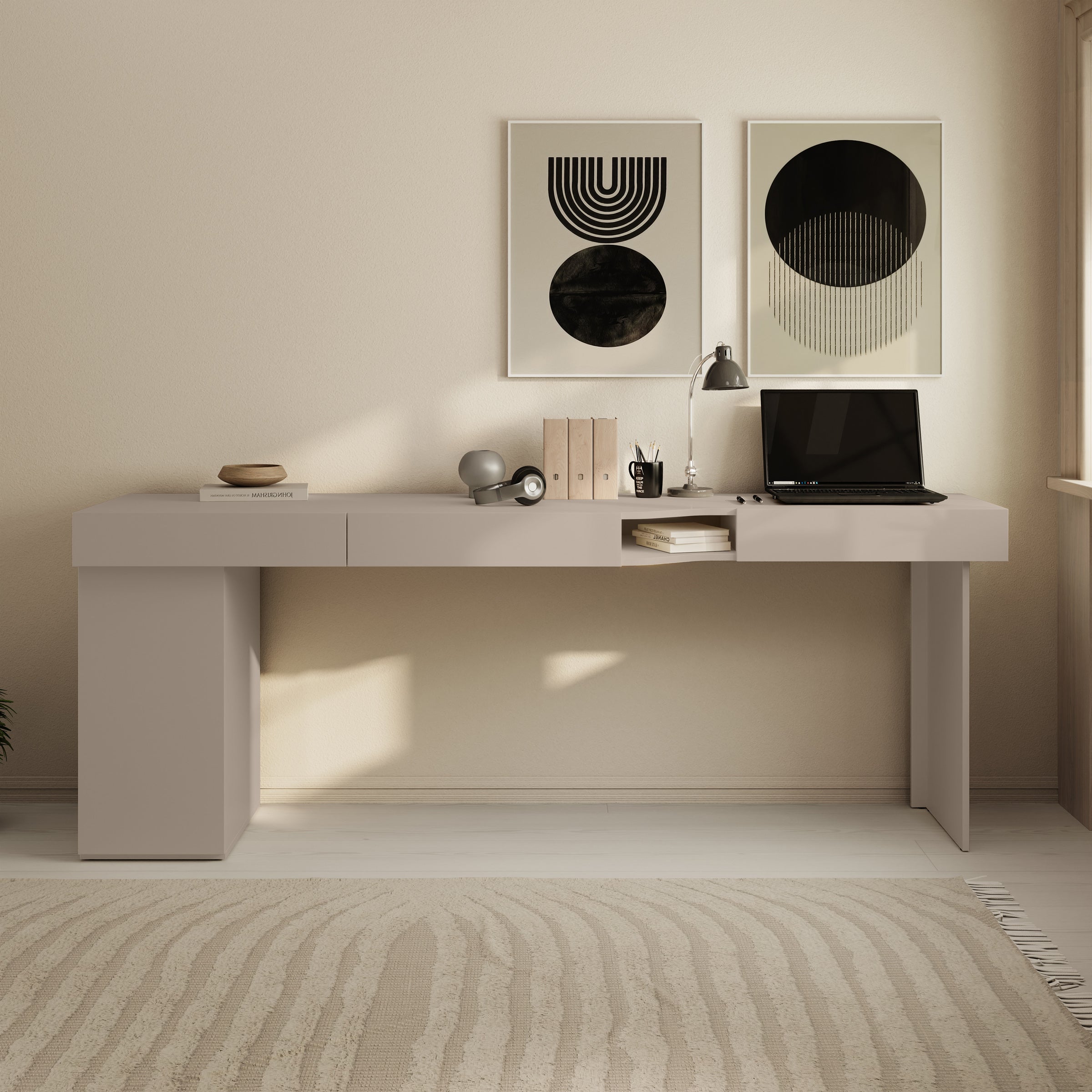 Whenua 2 - Bureau links - Beige - 211x55x79 cm